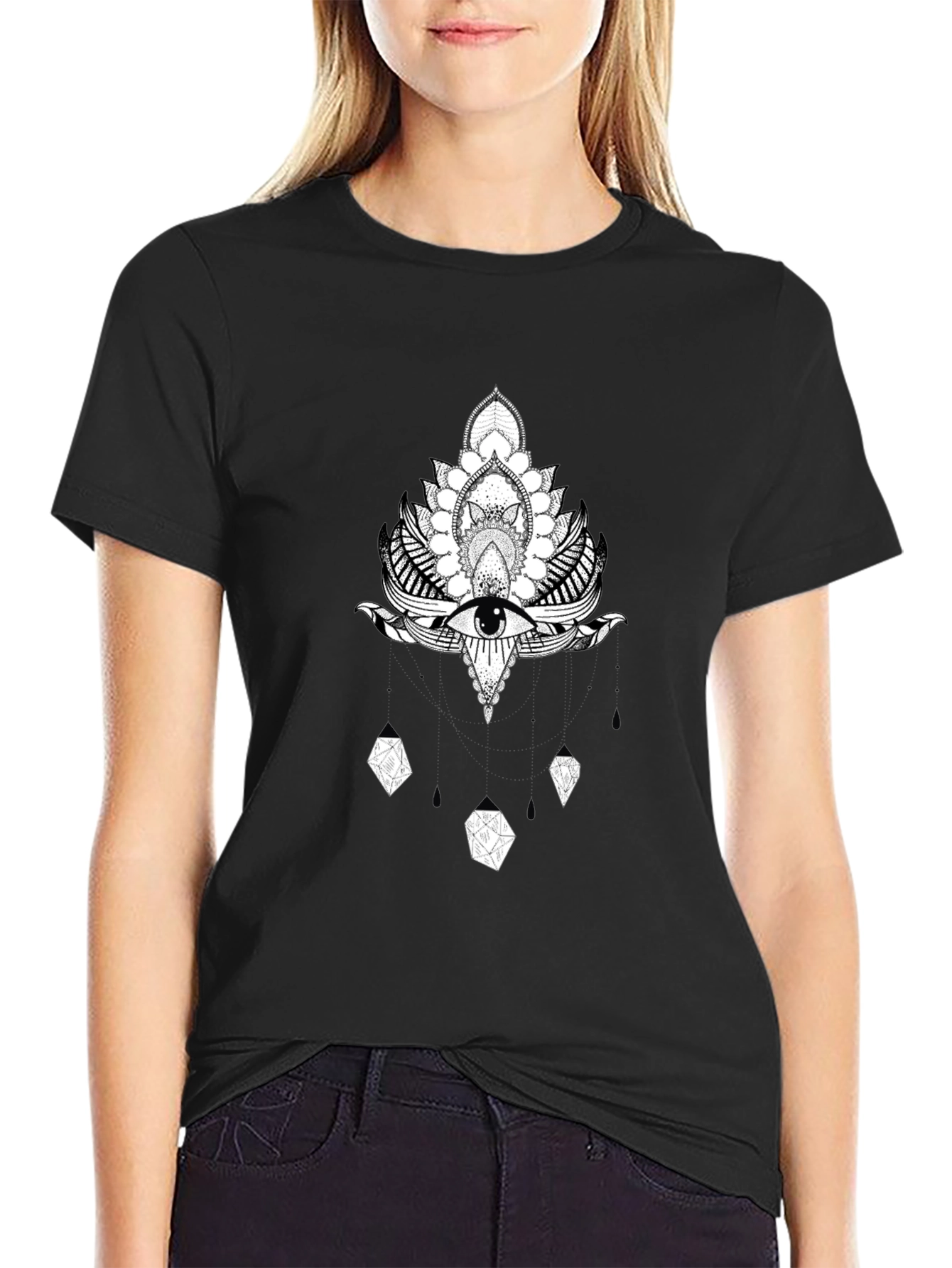 Mystic Eye Graphic Tee - Black Cotton Comfort