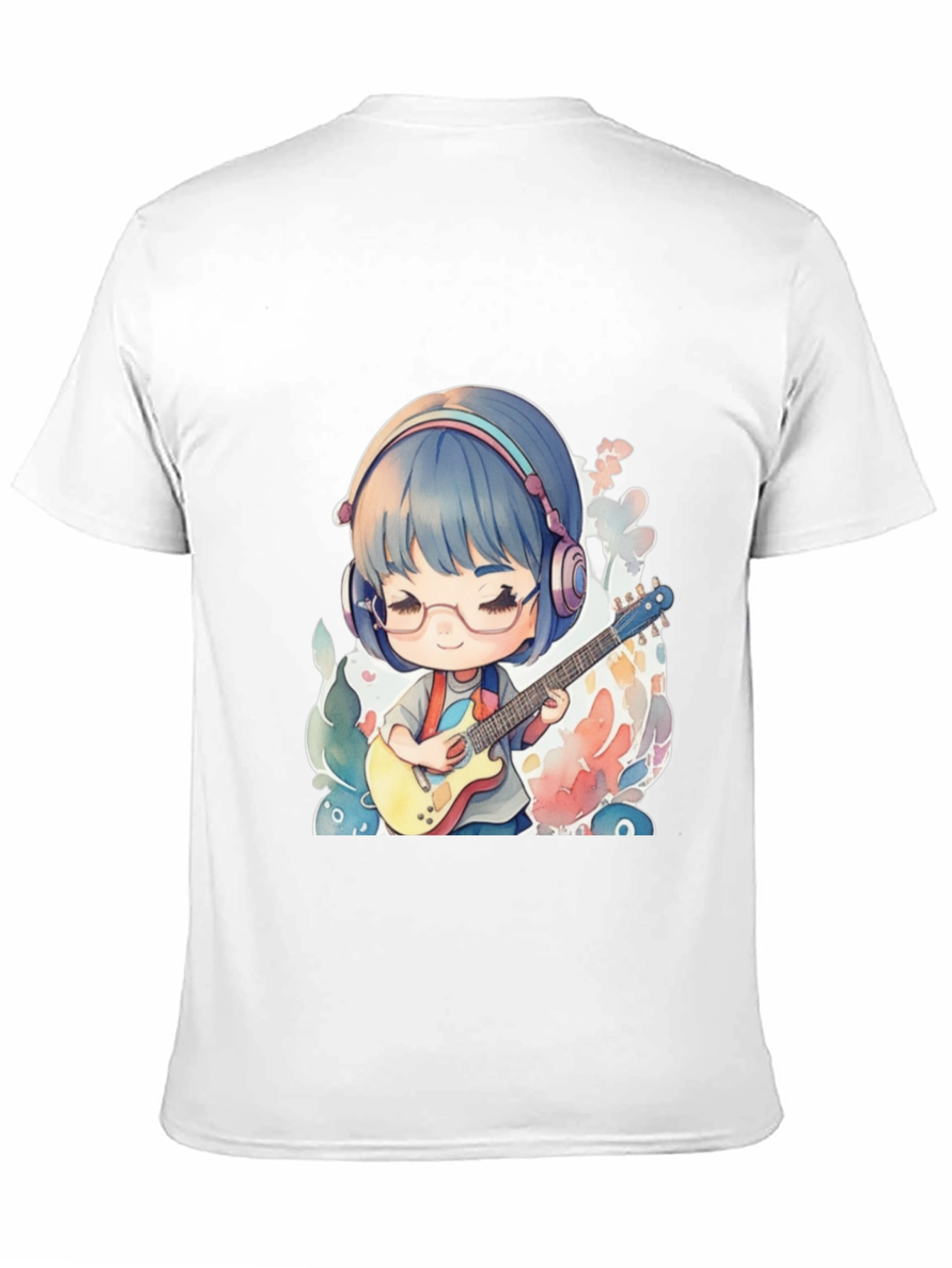 Anime Guitarist Graphic Tee - Black