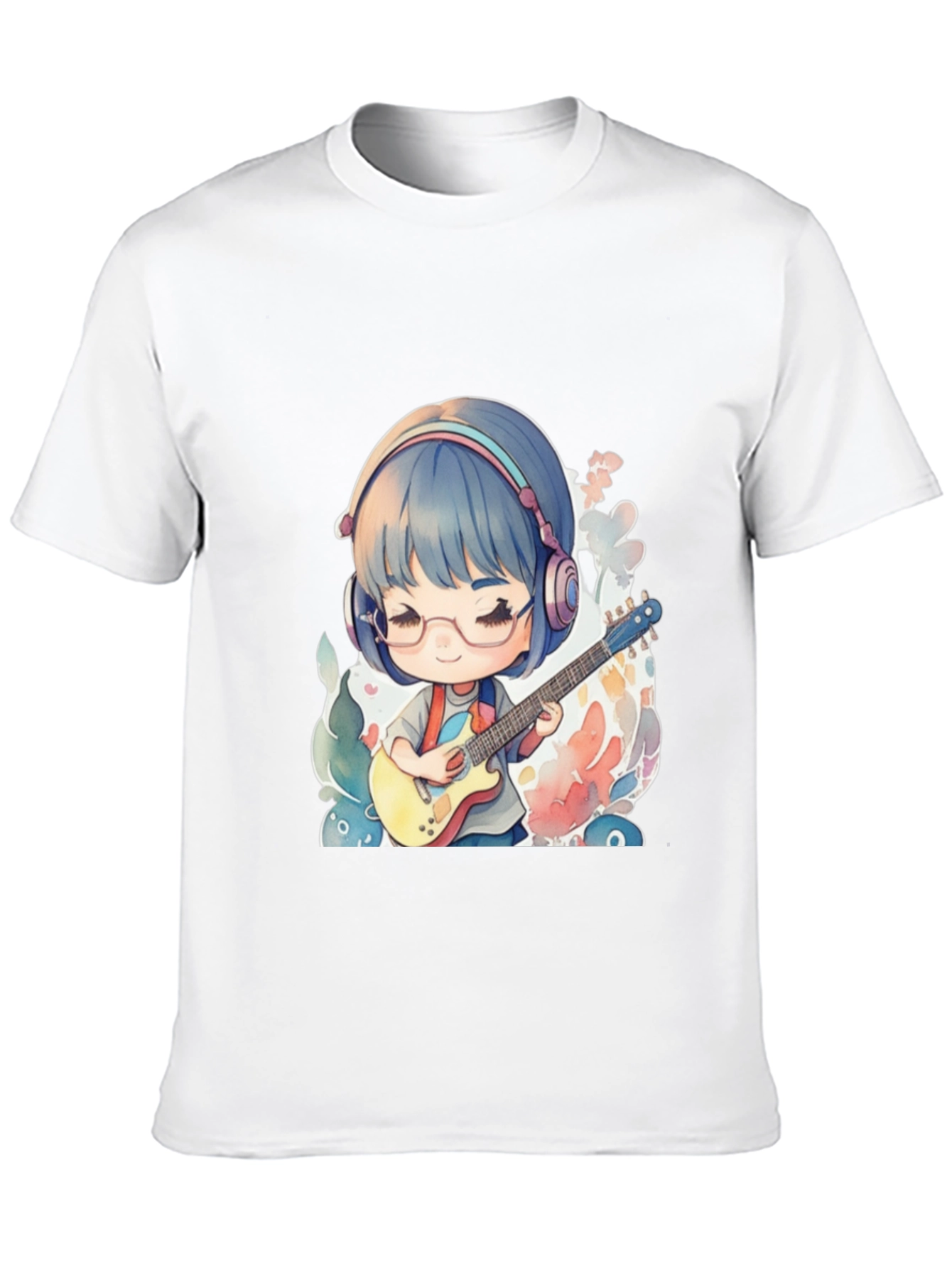 Anime Guitarist Graphic Tee - Black