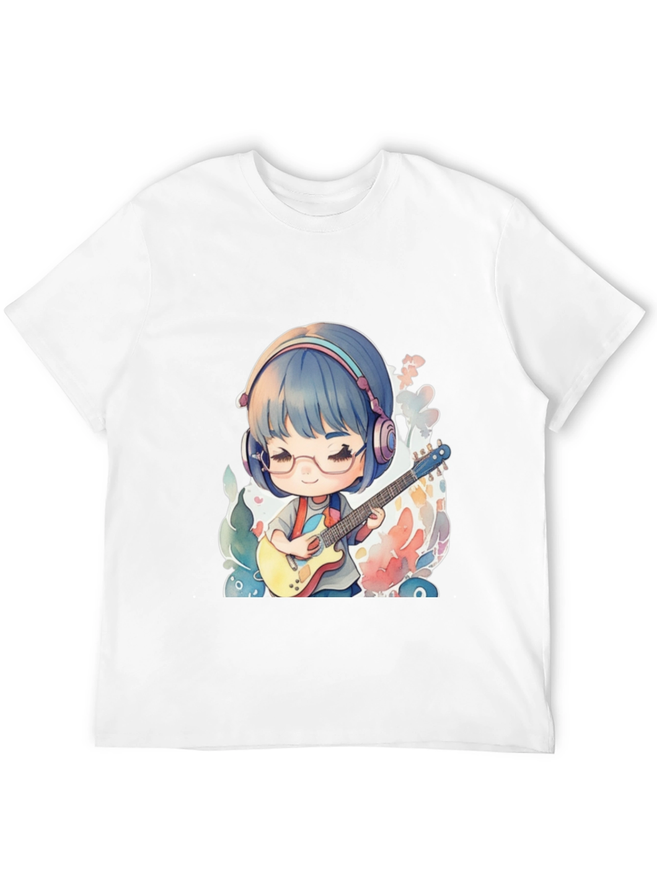 Anime Guitarist Graphic Tee - Black