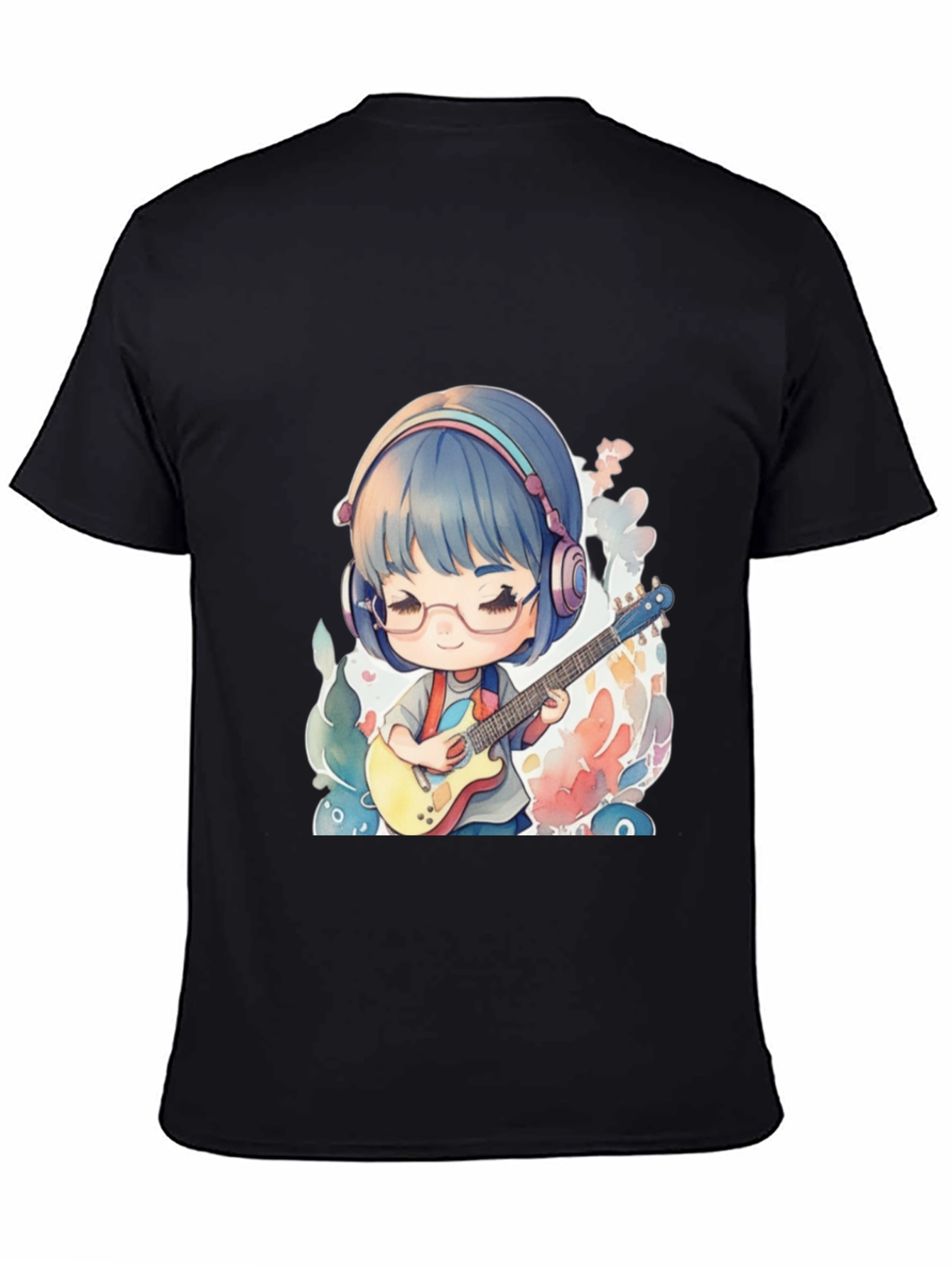 Anime Guitarist Graphic Tee - Black