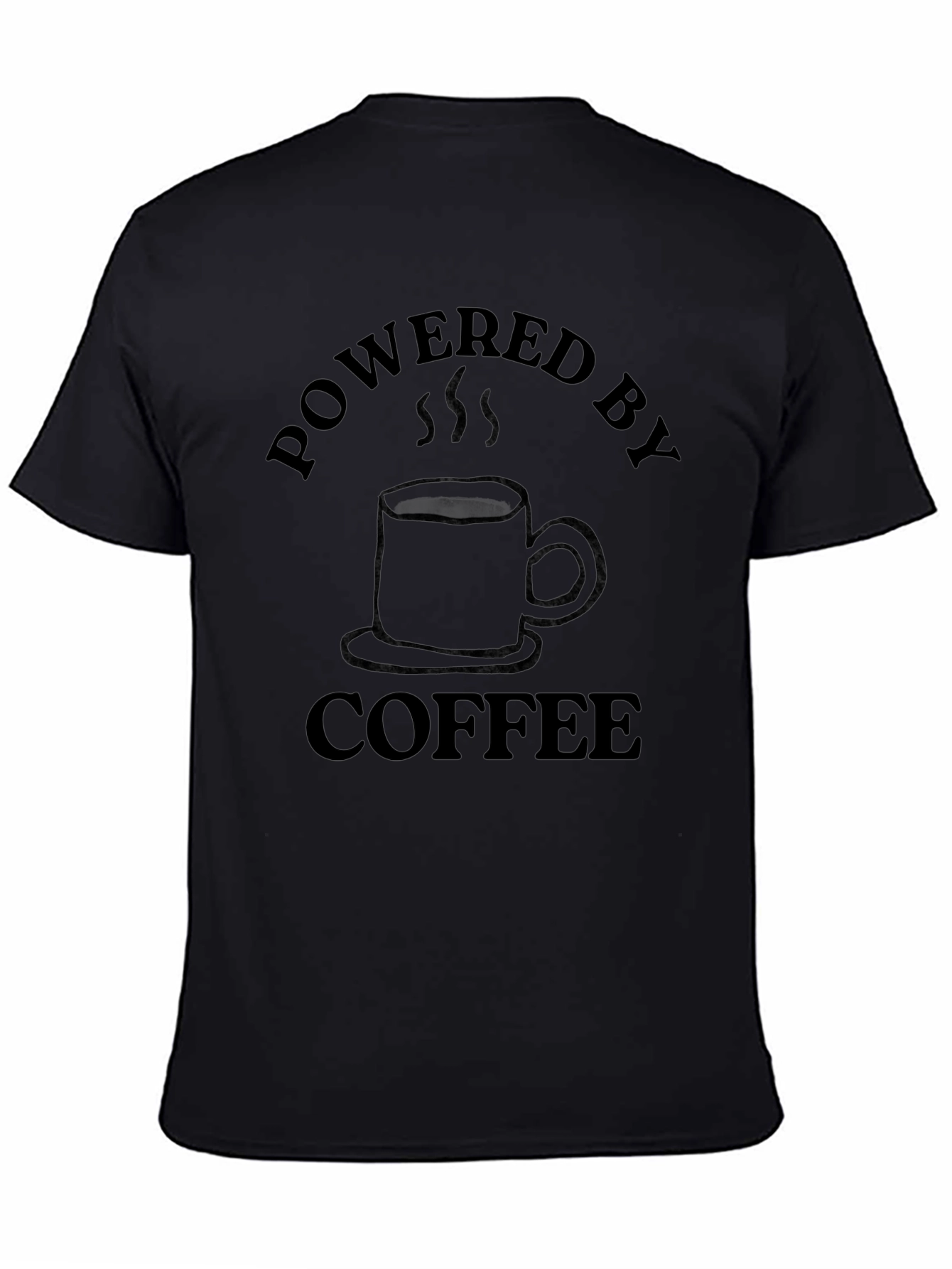 Powered by Coffee T-Shirt - Black Crew Neck Tee