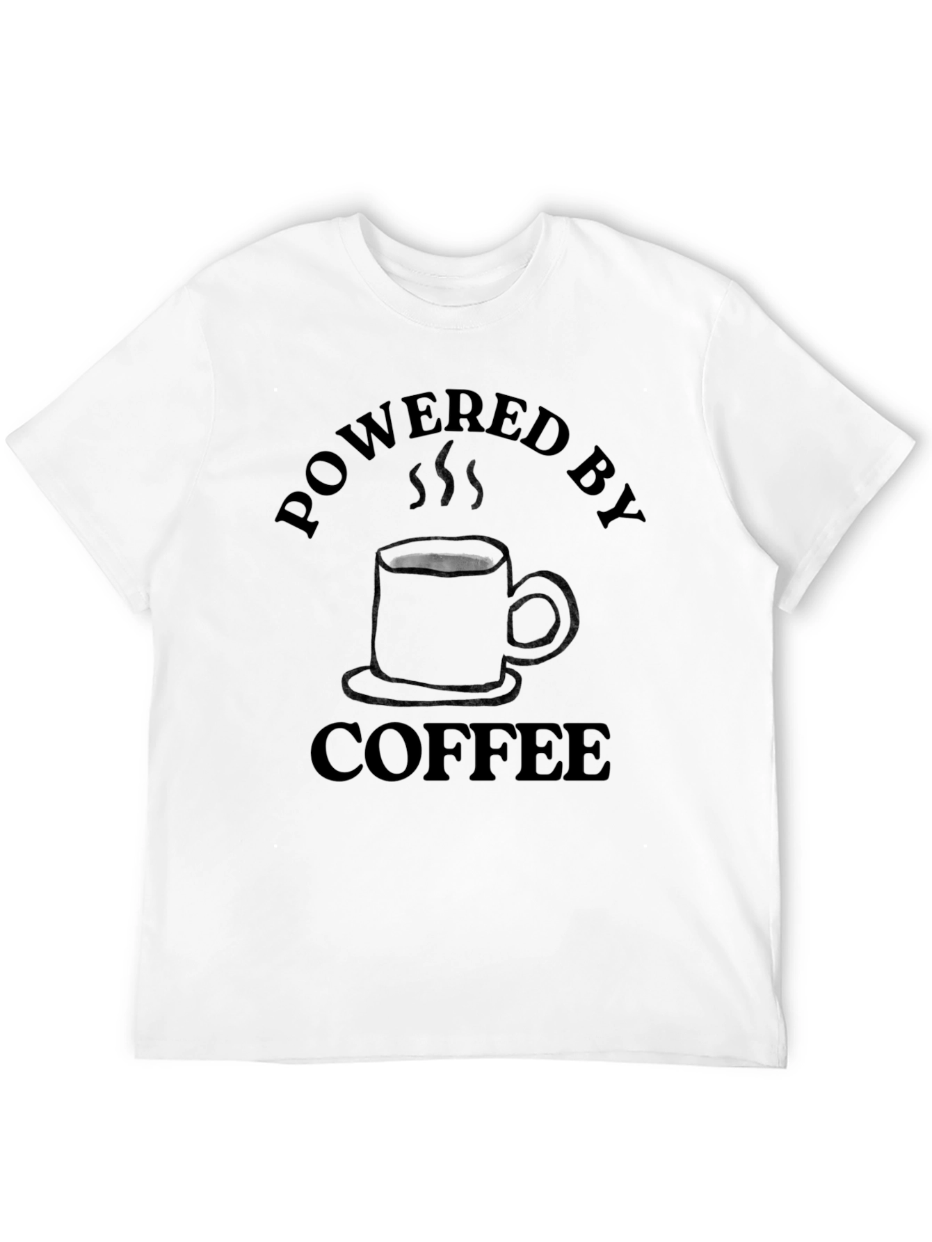 Powered by Coffee T-Shirt - Black Crew Neck Tee