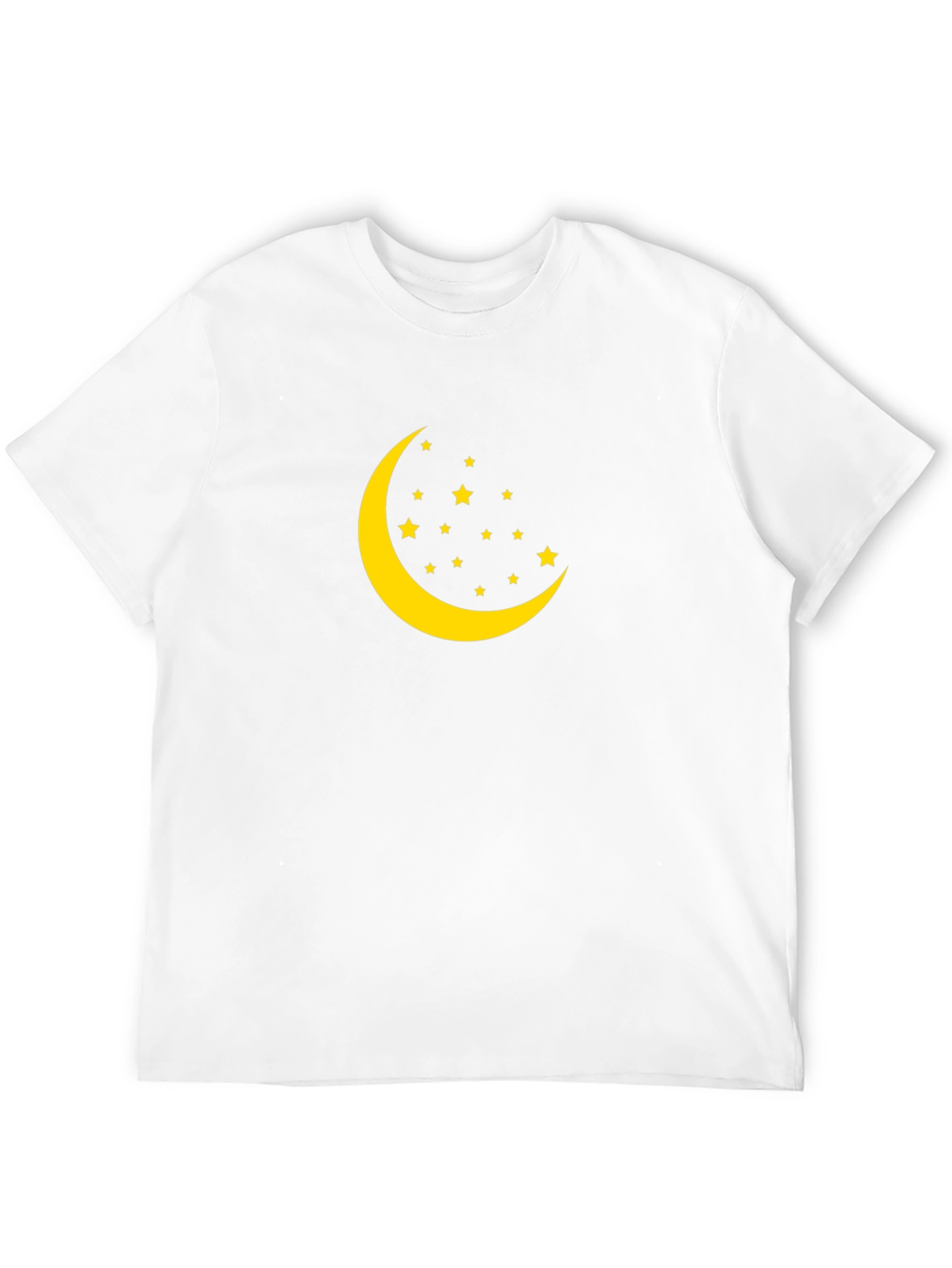 Crescent Moon and Stars Graphic Black T-Shirt