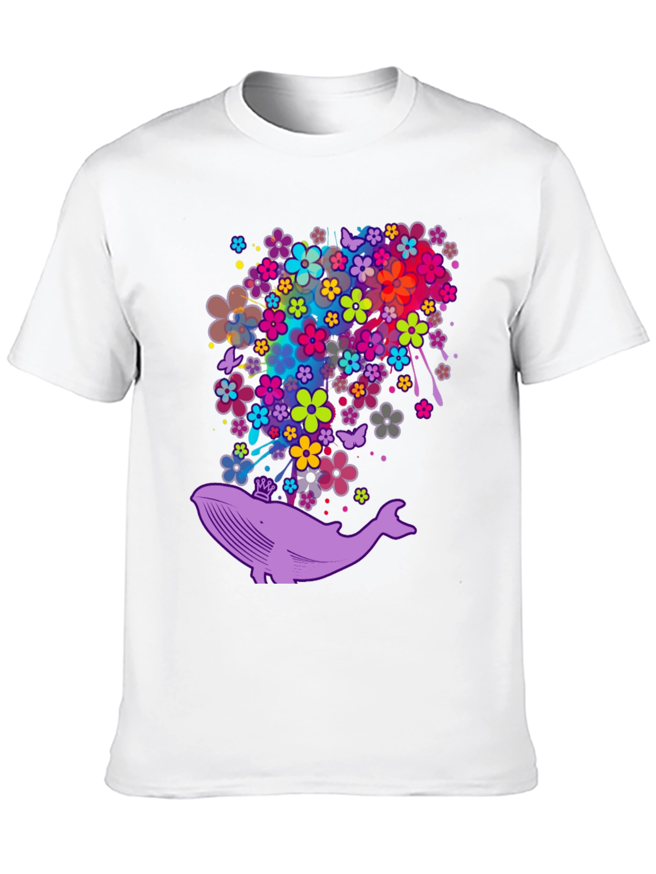 Whimsical Whale Floral T-Shirt