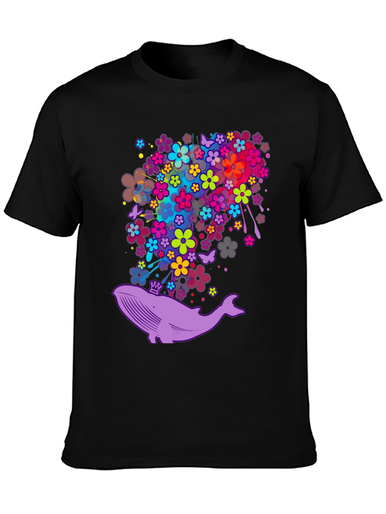 Whimsical Whale Floral T-Shirt