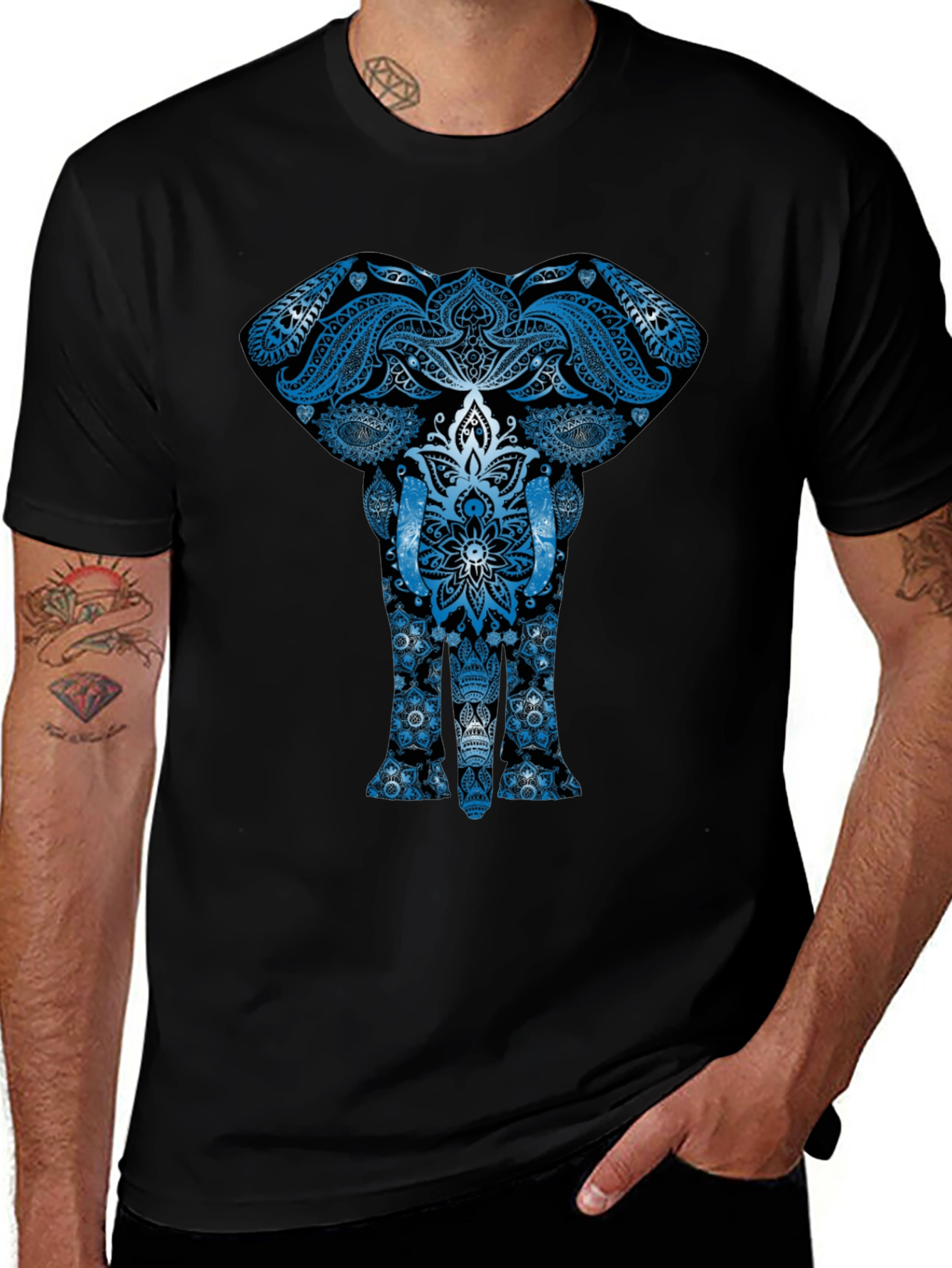 Elephant Mandala Graphic Tee - Unique Design