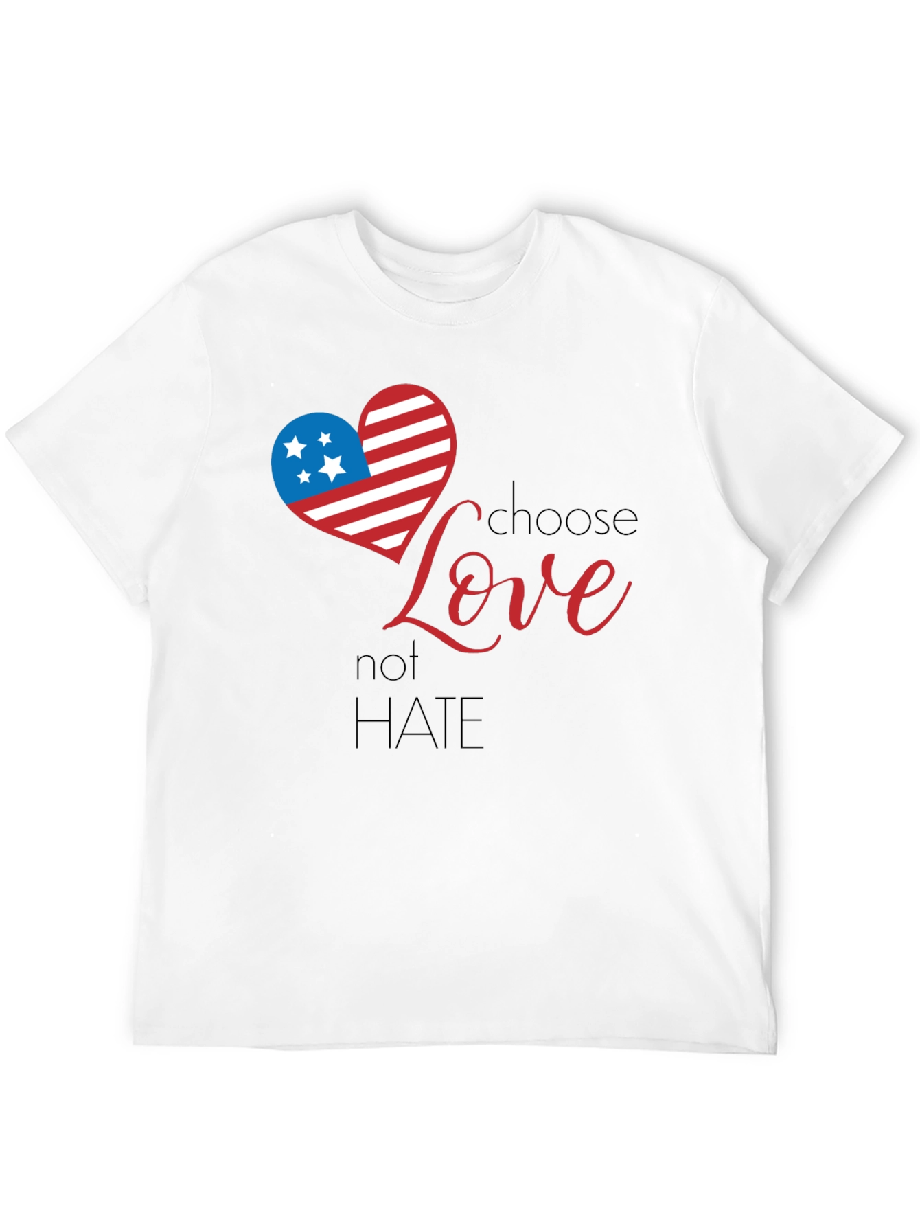 Choose Love Graphic Tee - Patriotic Heart Design
