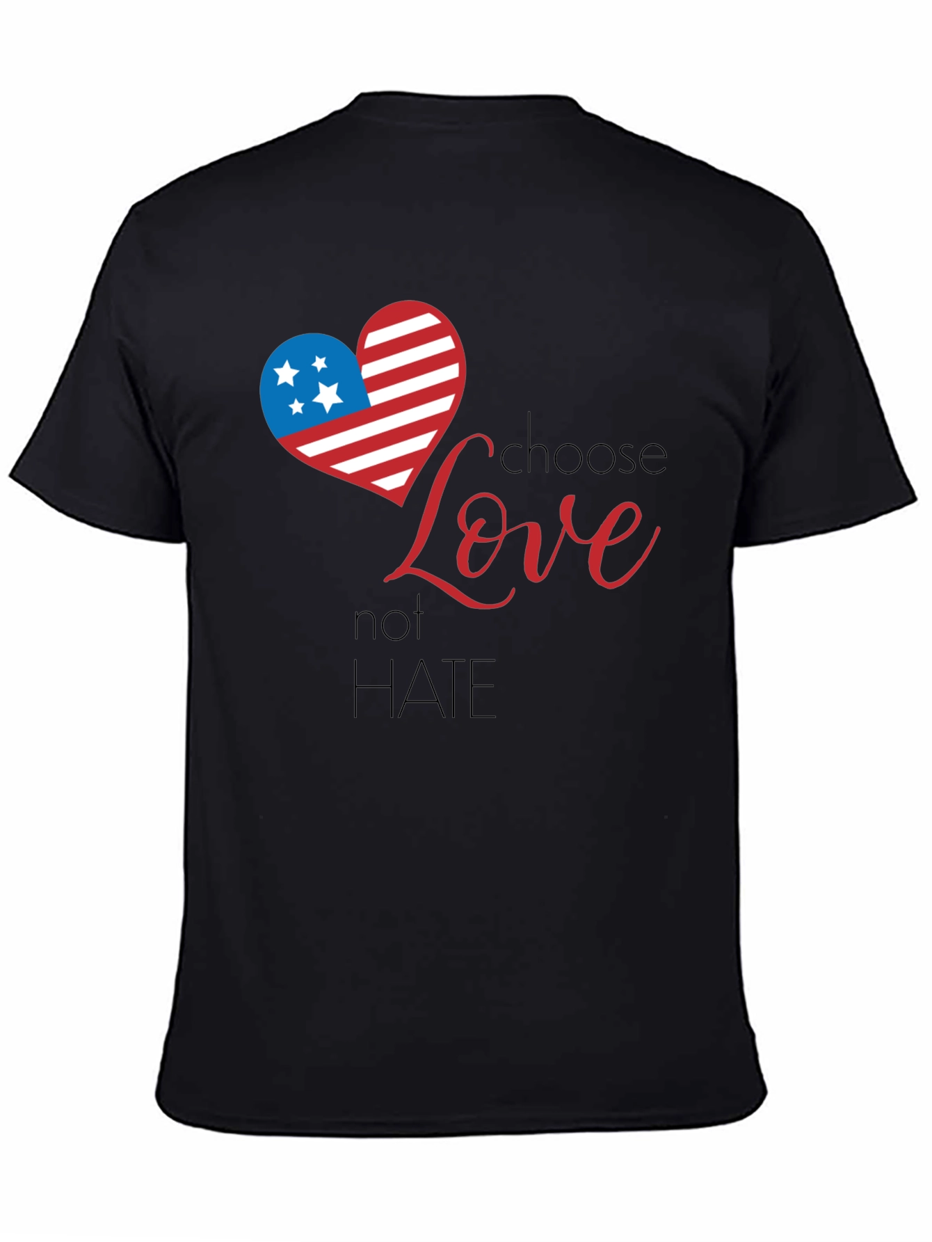 Choose Love Graphic Tee - Patriotic Heart Design