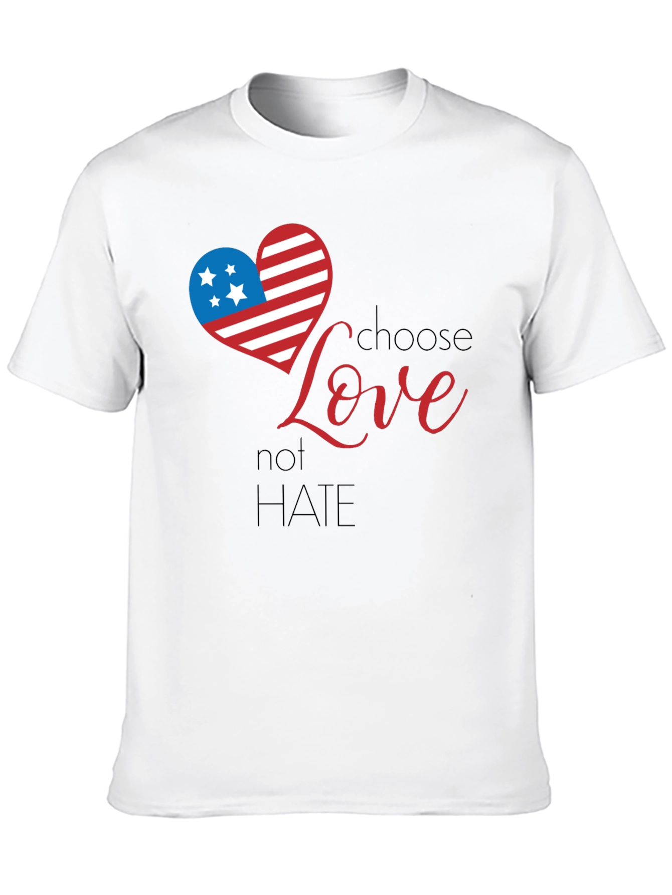 Choose Love Graphic Tee - Patriotic Heart Design