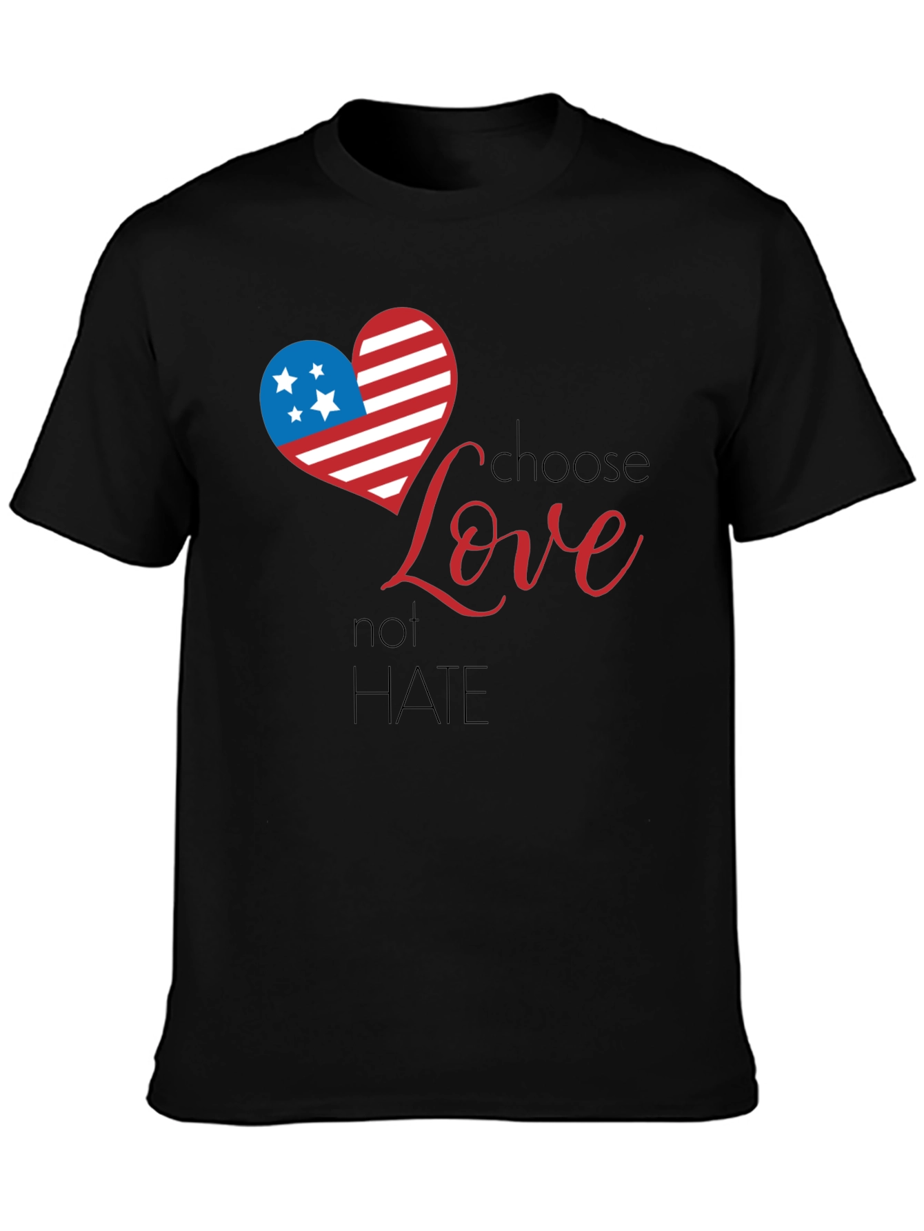 Choose Love Graphic Tee - Patriotic Heart Design