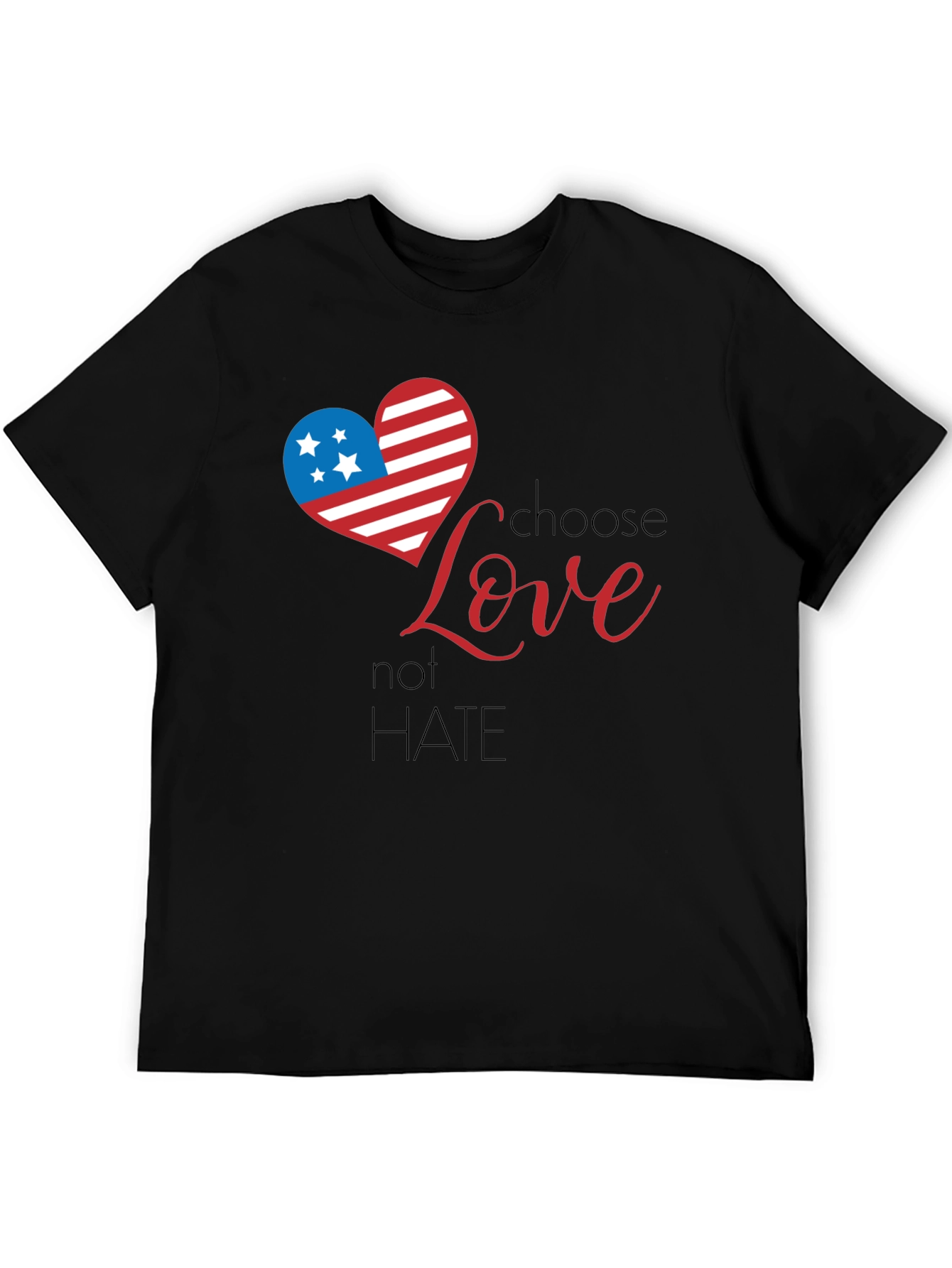 Choose Love Graphic Tee - Patriotic Heart Design
