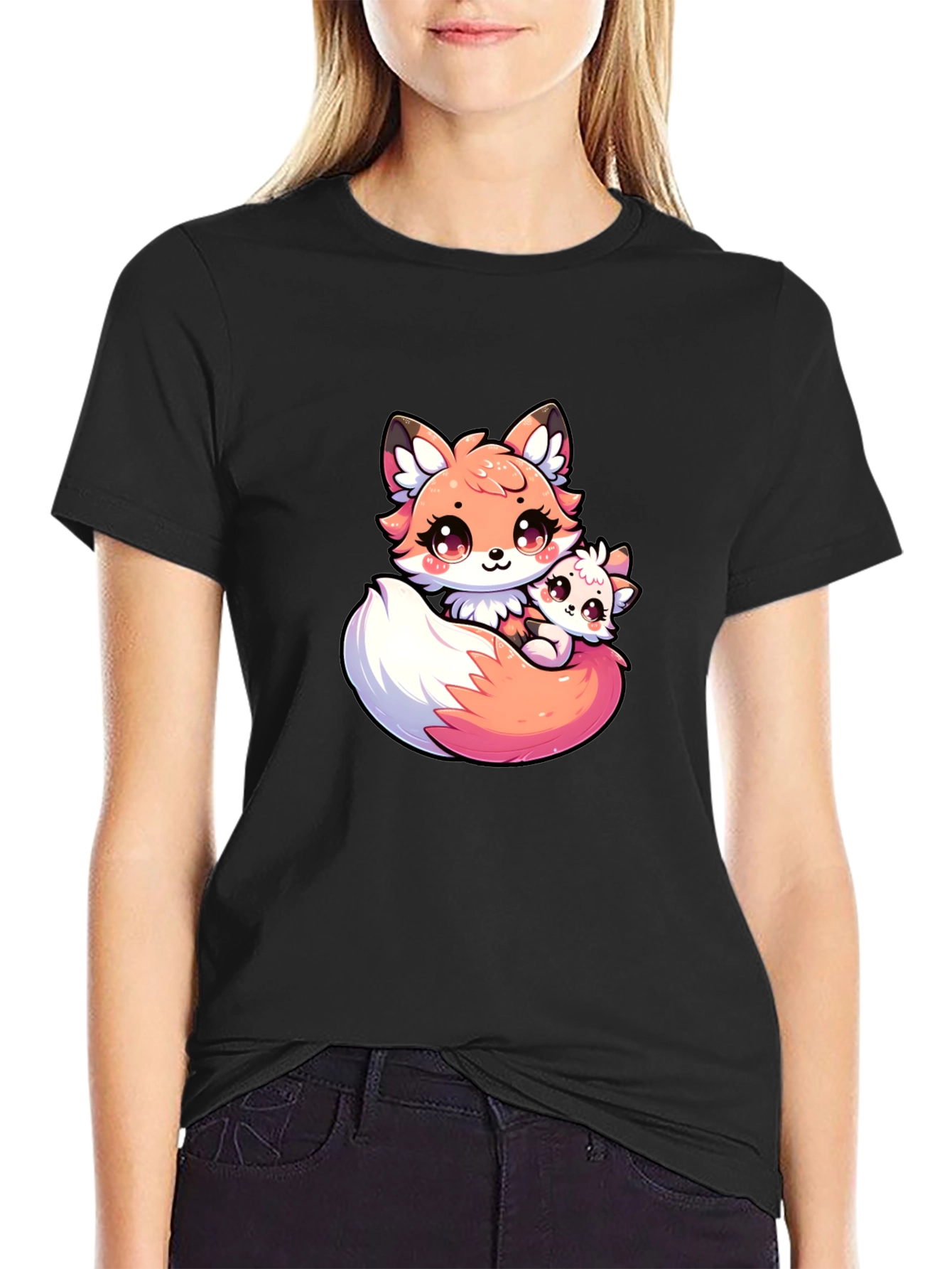 Cute Fox Family Graphic Tee - Soft & Stylish