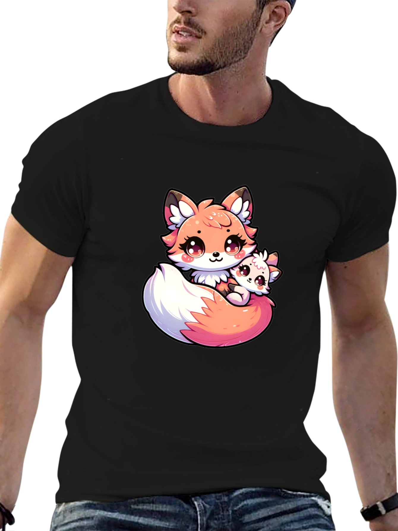Cute Fox Family Graphic Tee - Soft & Stylish