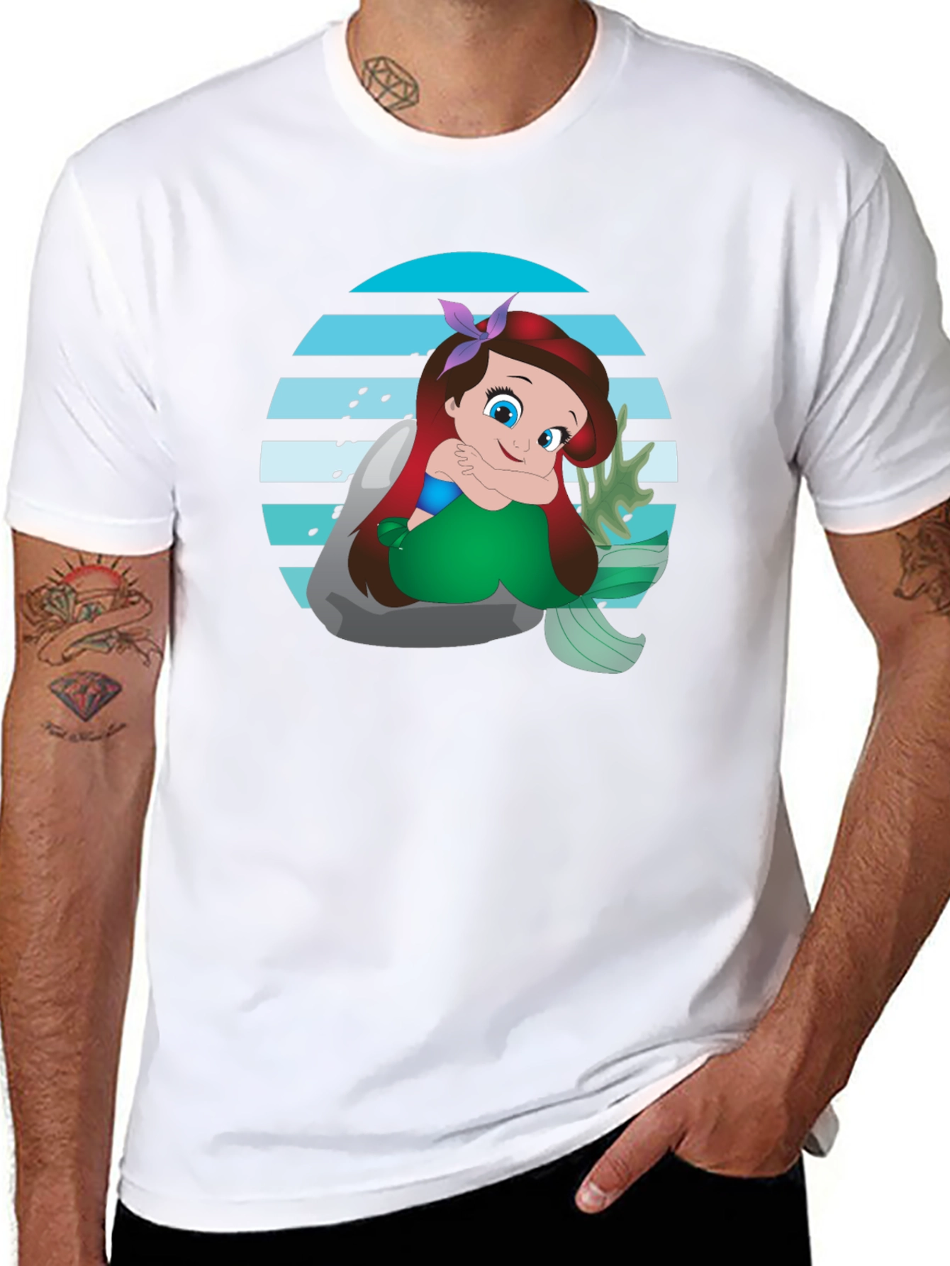 Ariel Mermaid Graphic Black T-Shirt