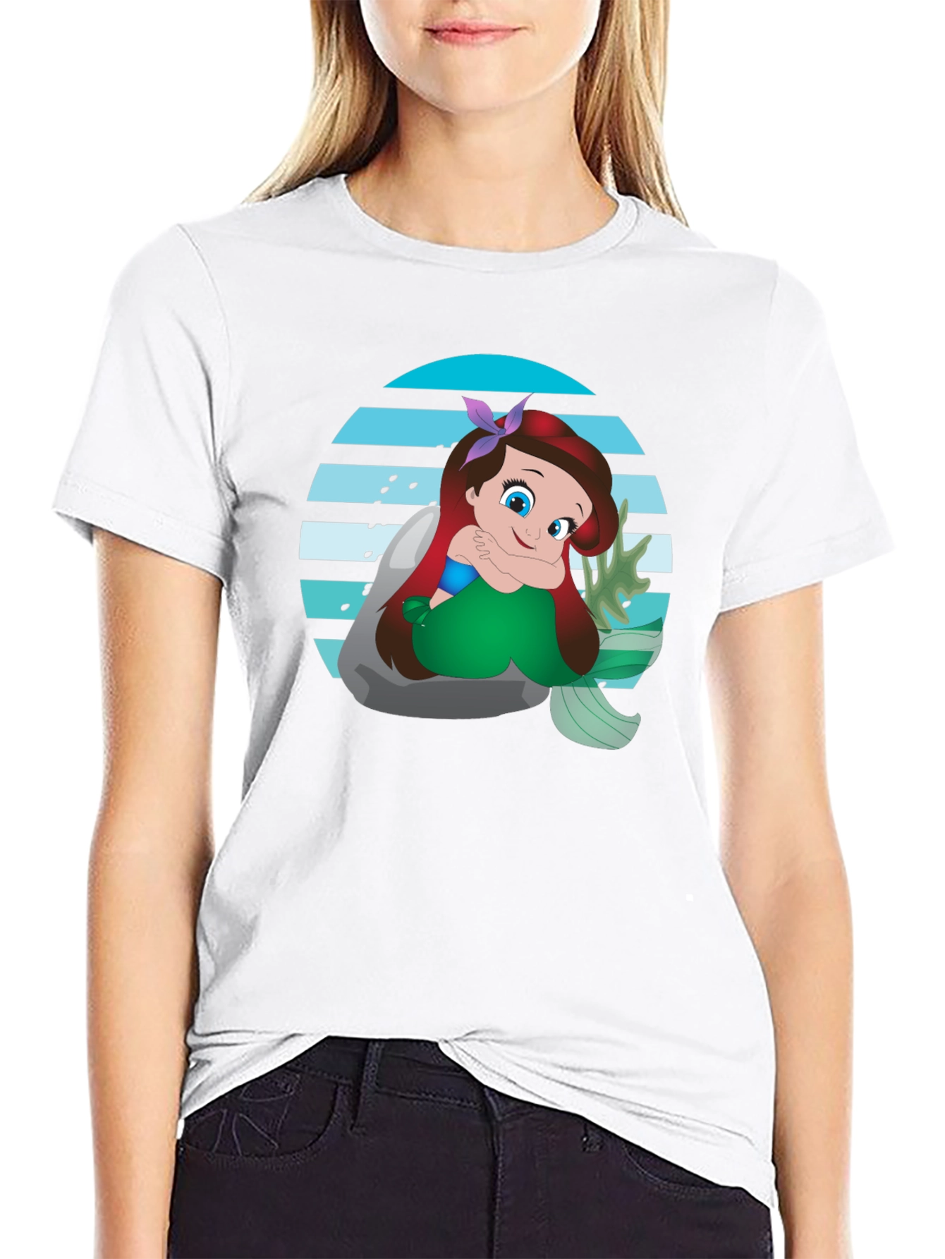 Ariel Mermaid Graphic Black T-Shirt