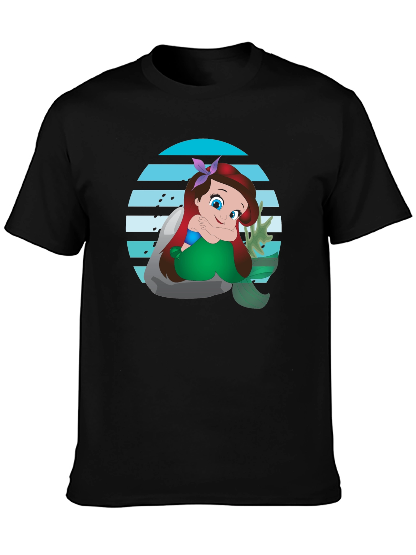 Ariel Mermaid Graphic Black T-Shirt