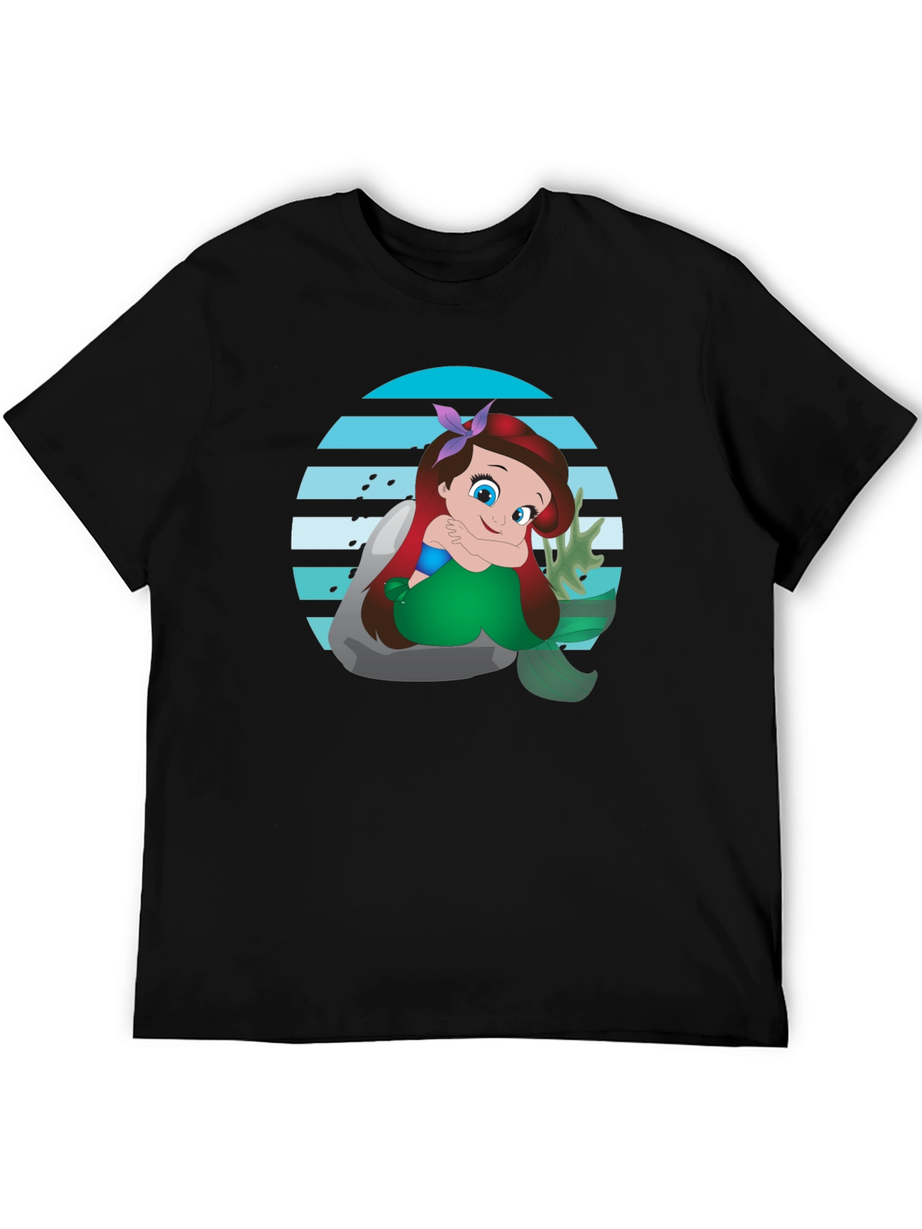 Ariel Mermaid Graphic Black T-Shirt
