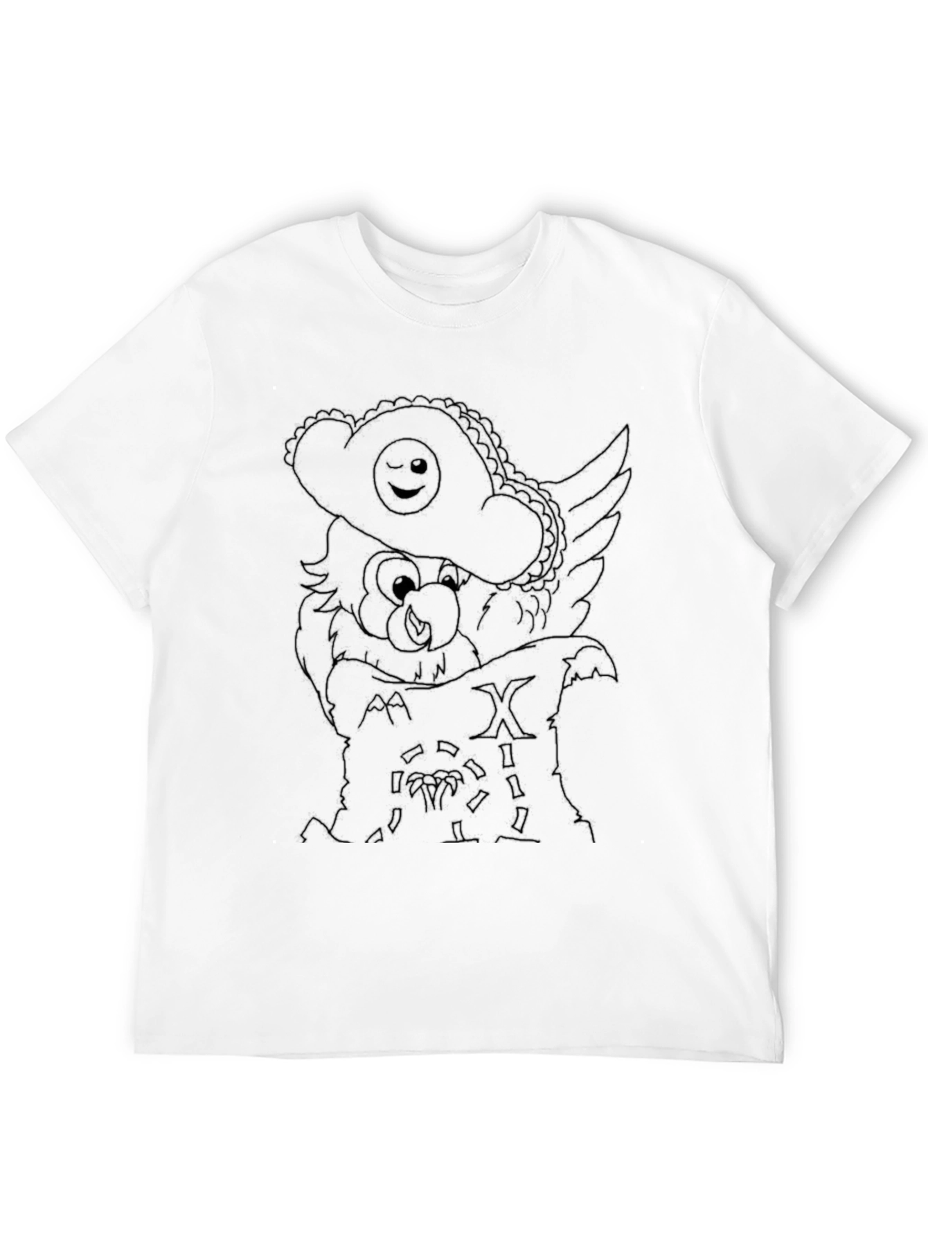 Black Graphic Tee - Cartoon Pirate Design