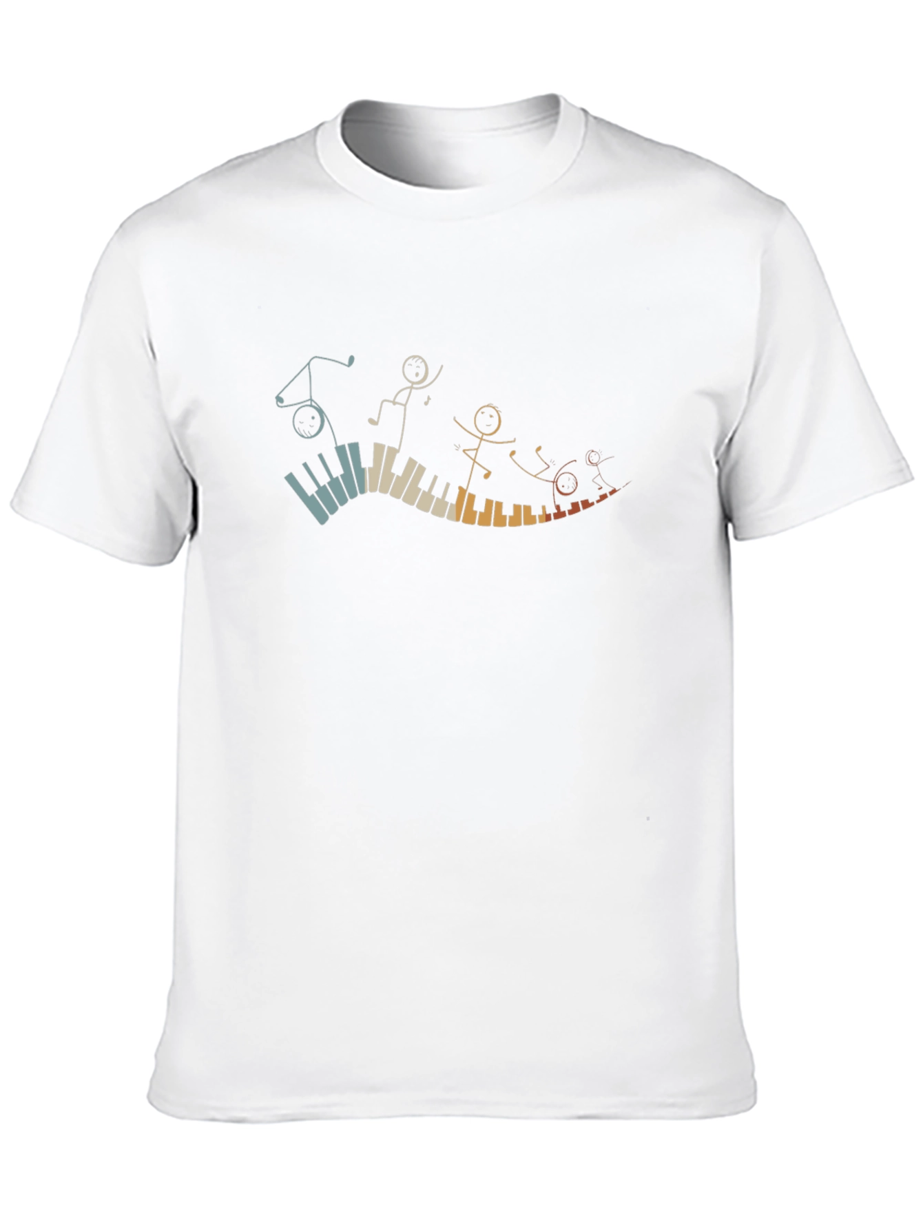 Musical Piano Stick Figures Black T-Shirt
