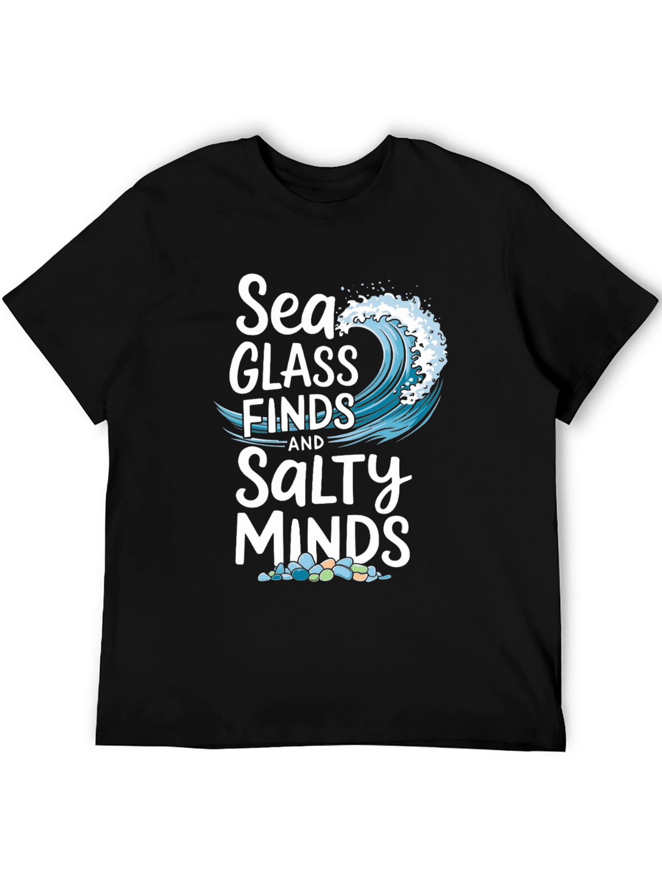 Sea Glass Finds & Salty Minds Black Graphic Tee