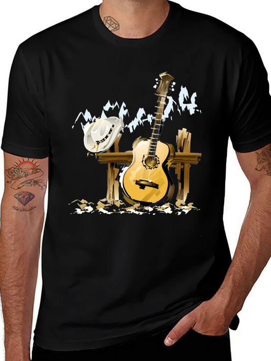 Guitar & Cowboy Hat Tee - Country Music Style