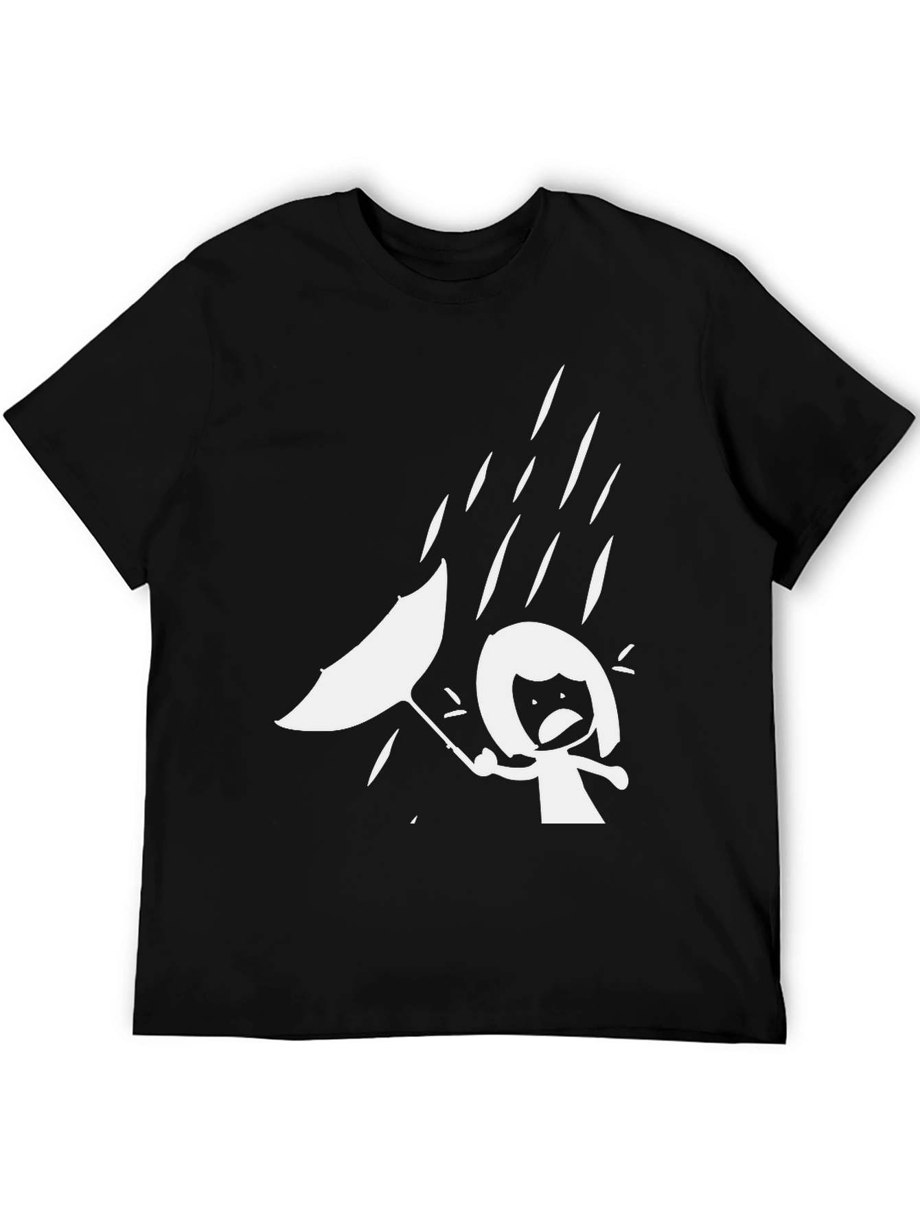 Rainy Day Graphic Tee - Funny Stick Figure T-Shirt