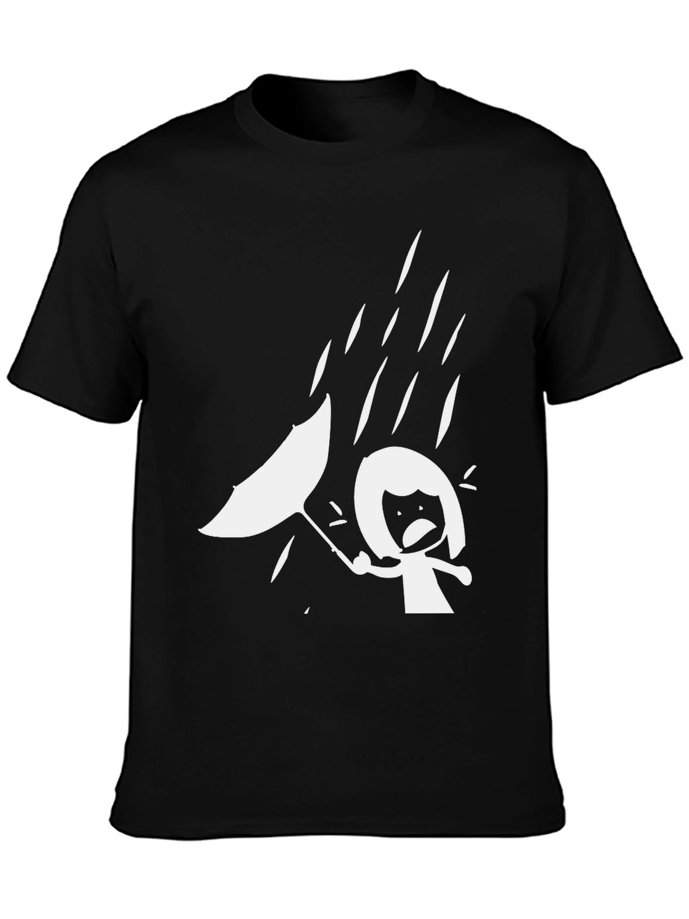 Rainy Day Graphic Tee - Funny Stick Figure T-Shirt