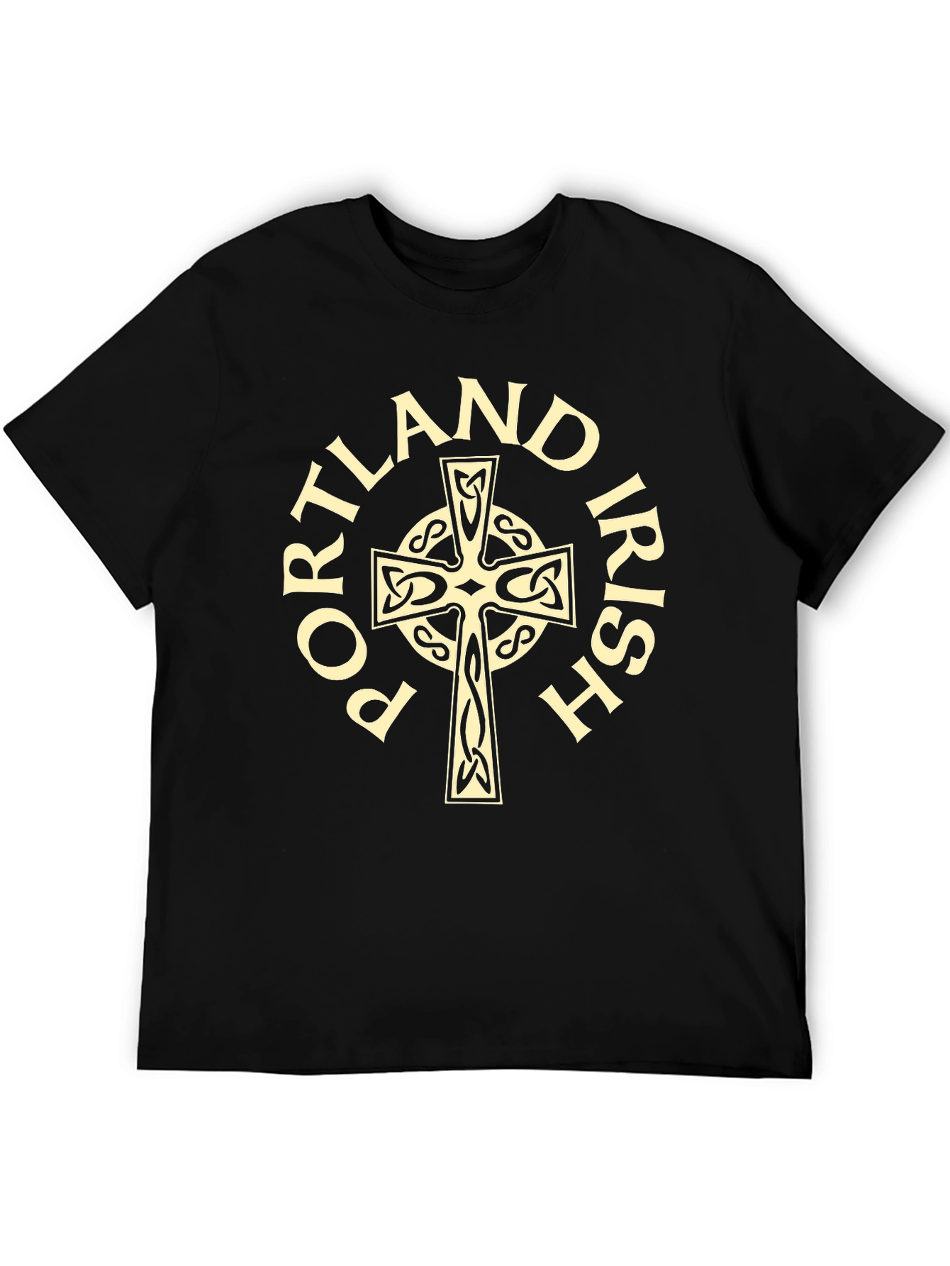 Portland Irish Celtic Cross Black T-Shirt