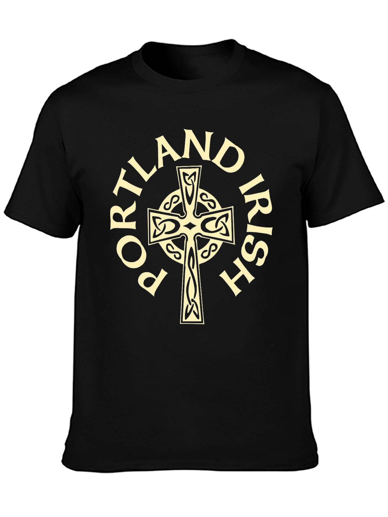 Portland Irish Celtic Cross Black T-Shirt