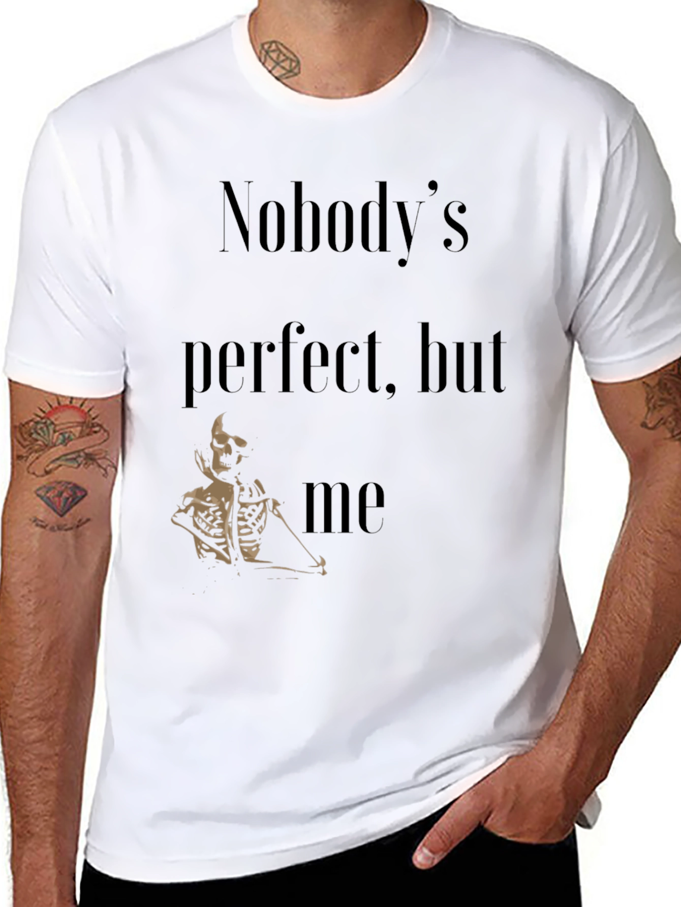 Nobodys Perfect Skeleton Graphic T-Shirt