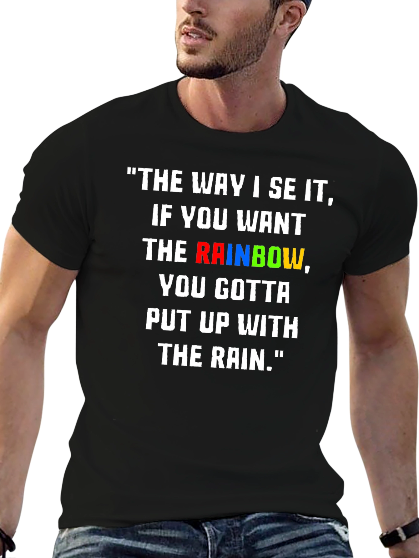 Rainbow Quote Graphic T-Shirt - Inspiring Tee