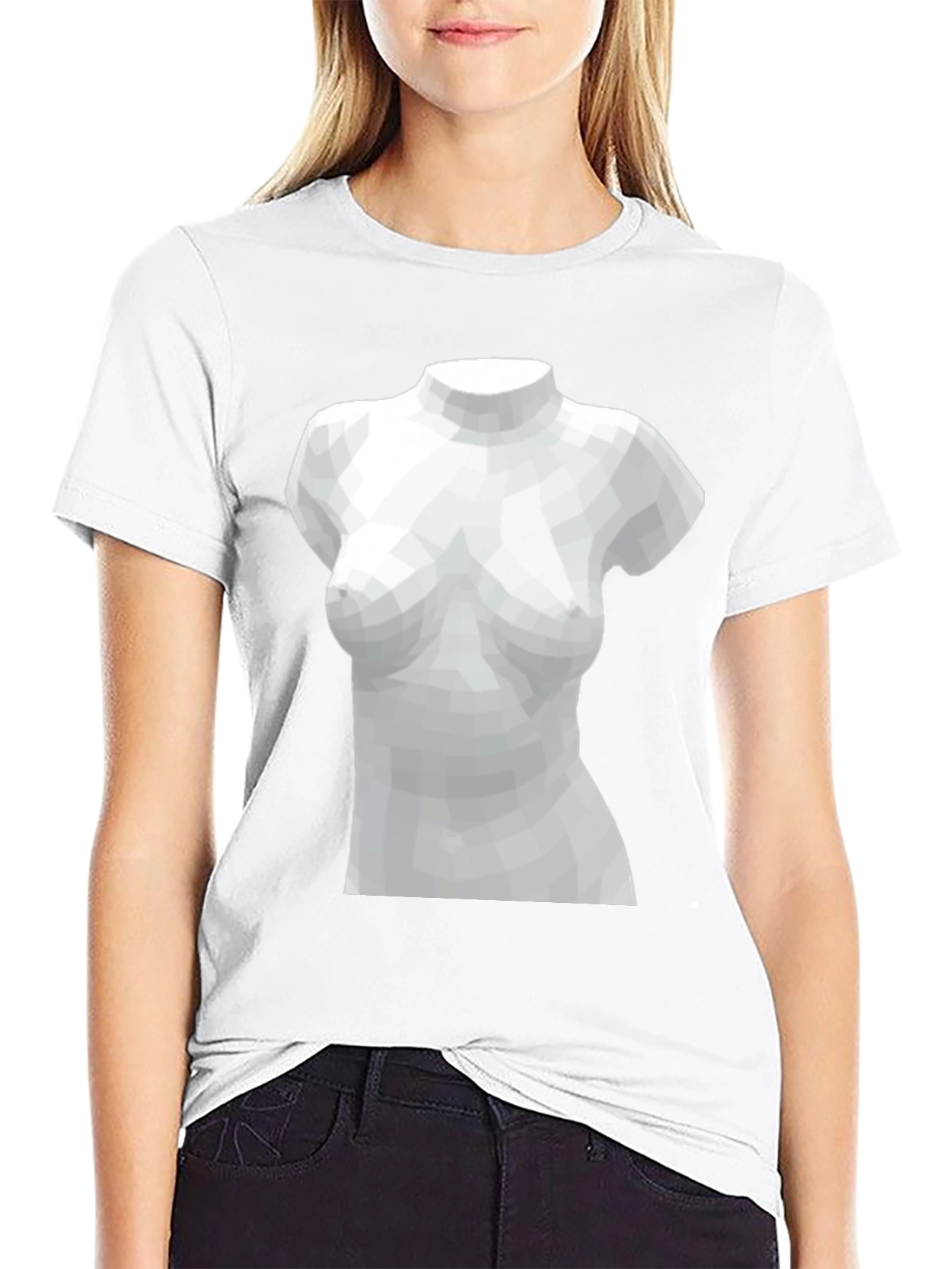 Geometric Torso Graphic Tee - Black