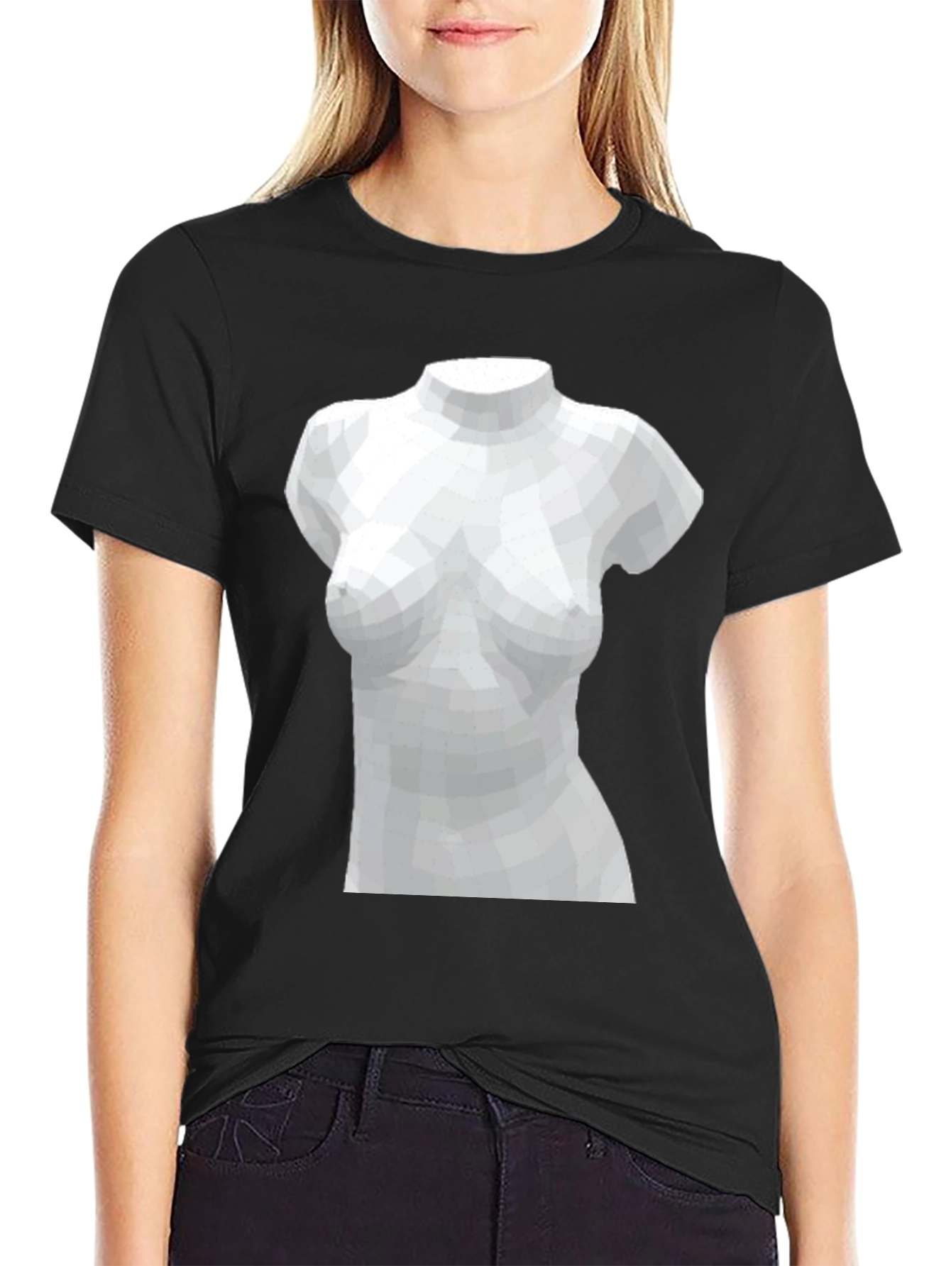 Geometric Torso Graphic Tee - Black