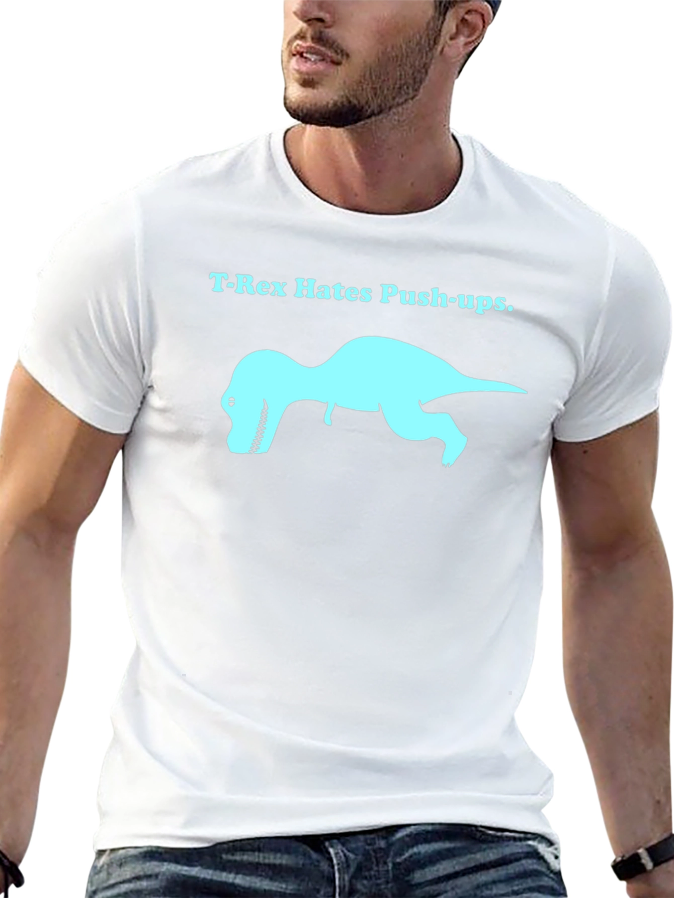 T-Rex Hates Push-Ups Graphic Tee - Black Cotton T-Shirt
