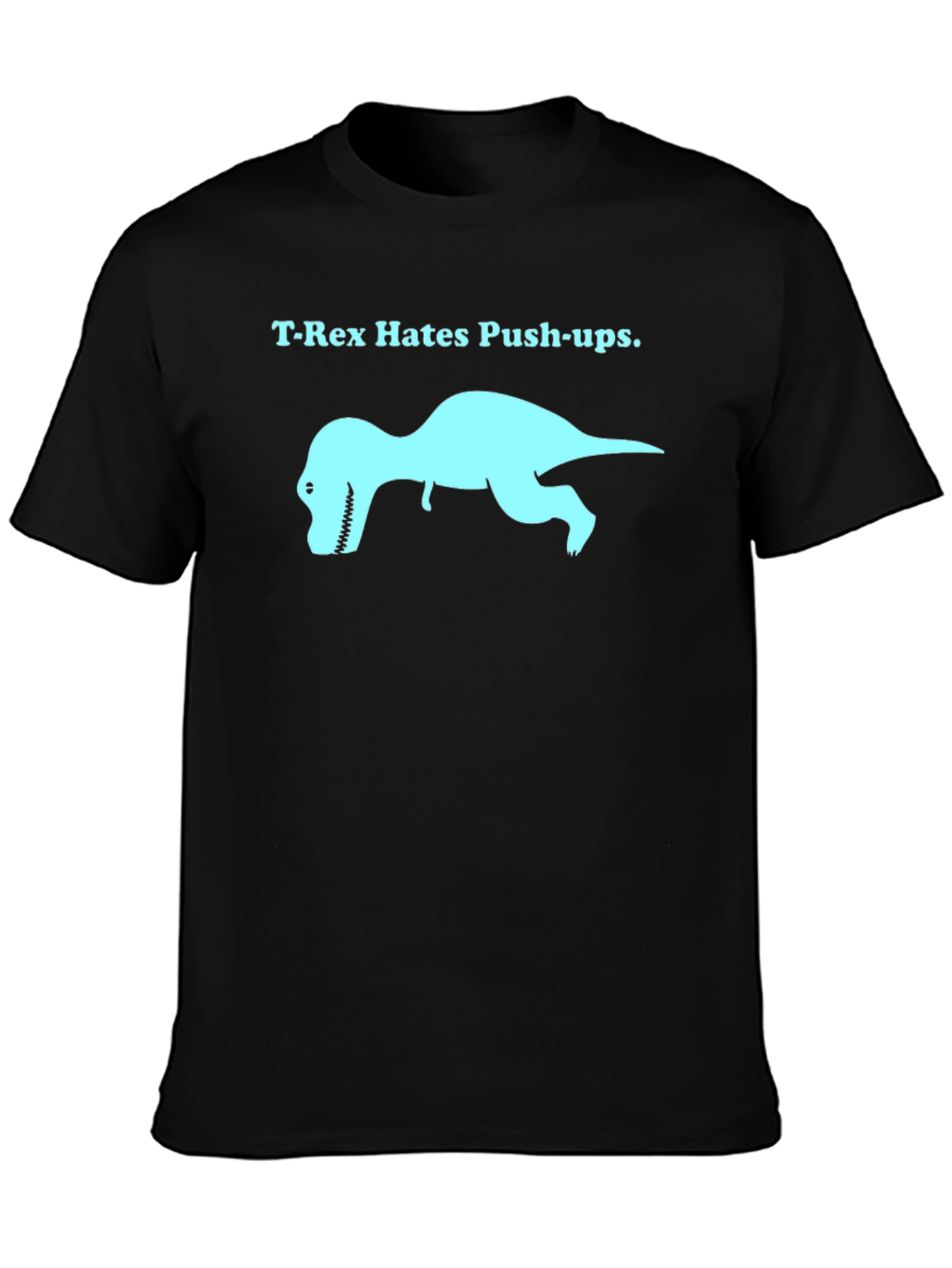 T-Rex Hates Push-Ups Graphic Tee - Black Cotton T-Shirt