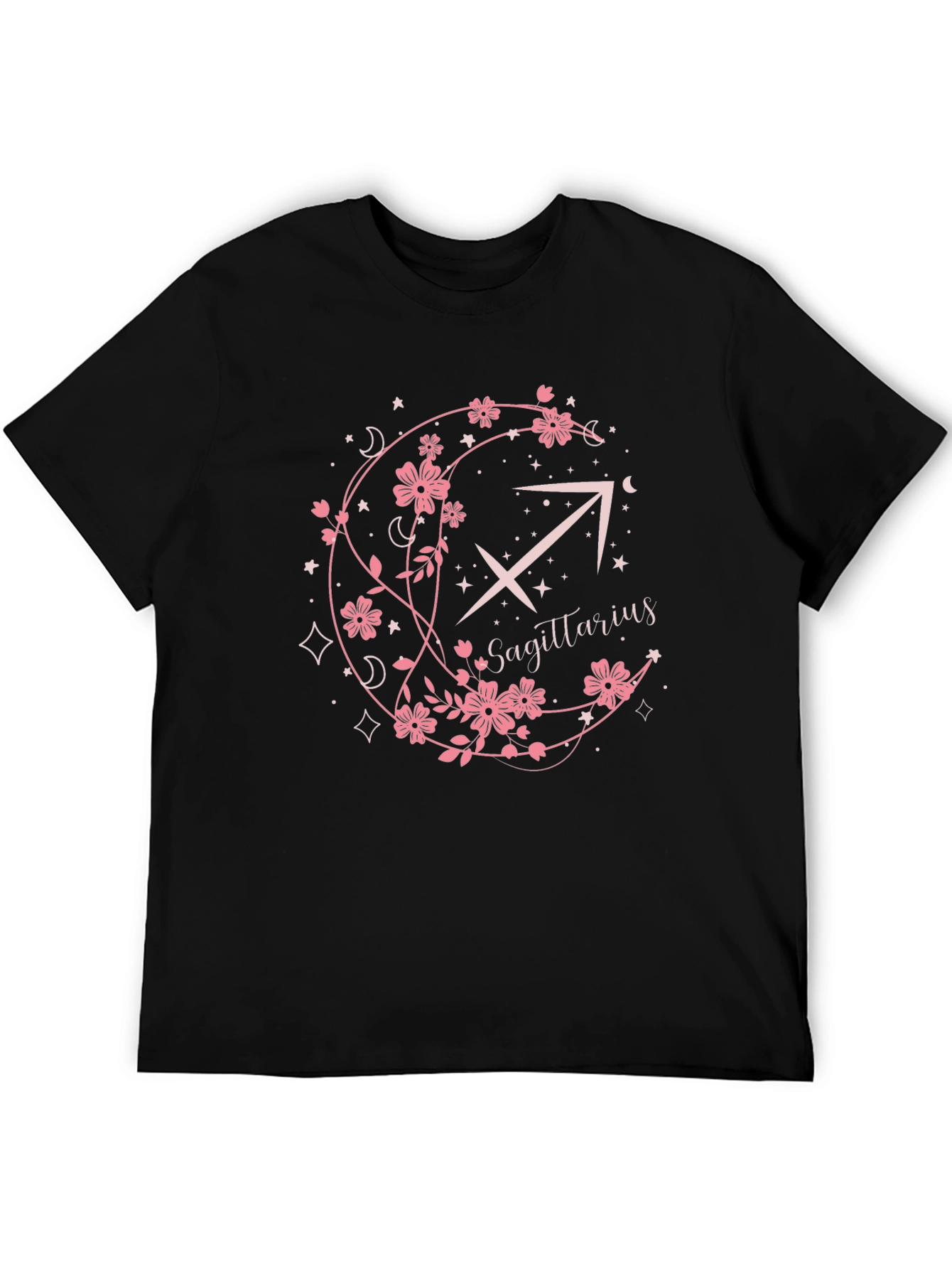 Sagittarius Floral Zodiac Black T-Shirt