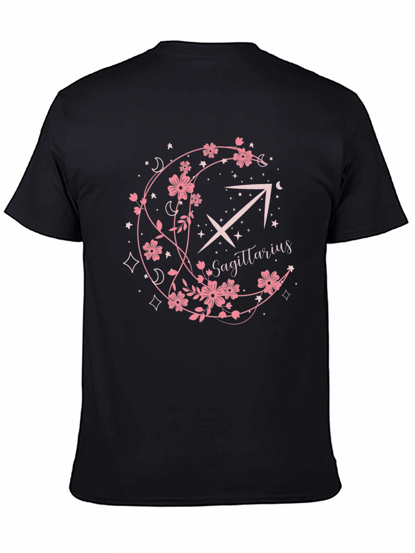 Sagittarius Floral Zodiac Black T-Shirt