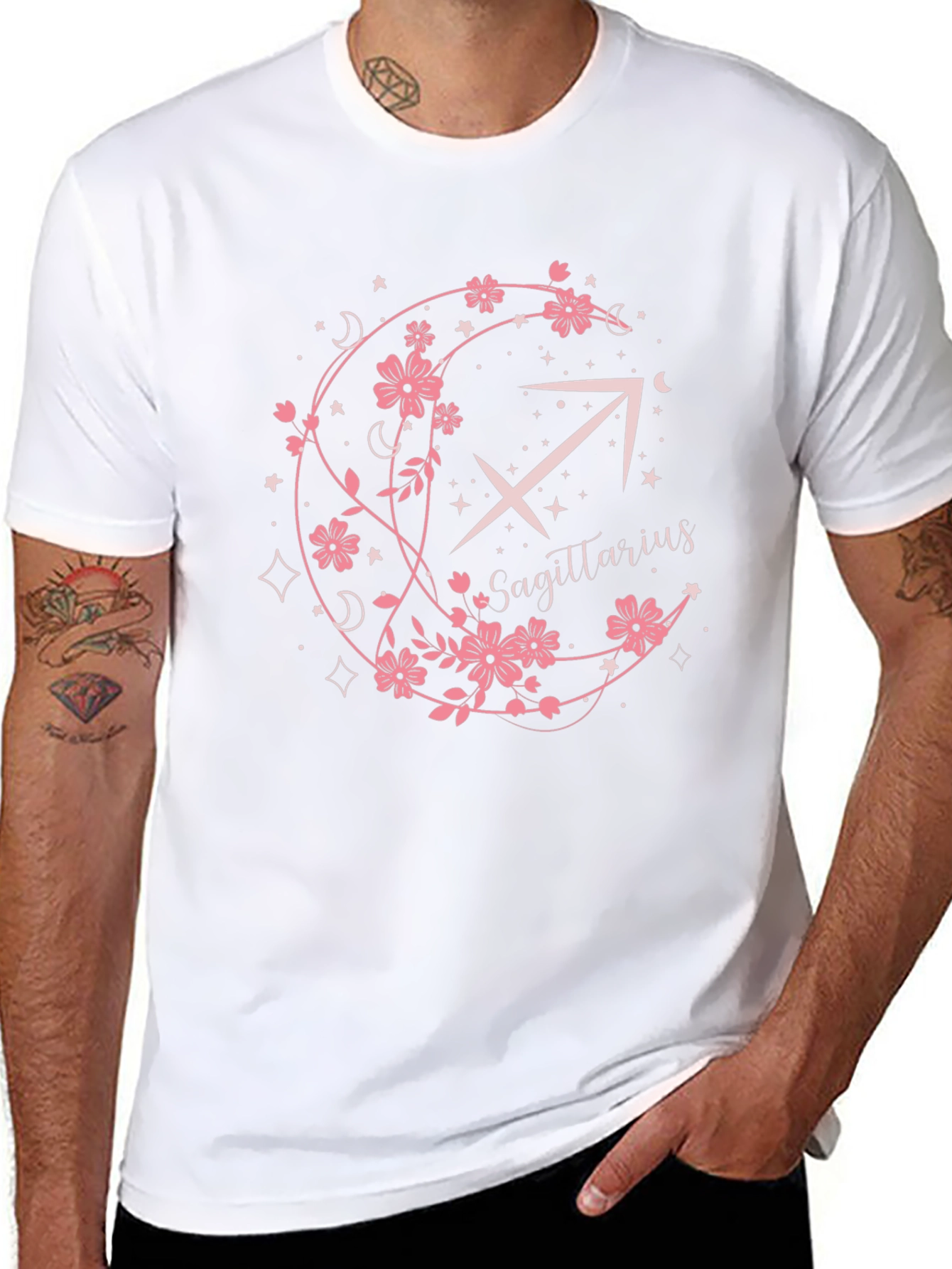 Sagittarius Floral Zodiac Black T-Shirt