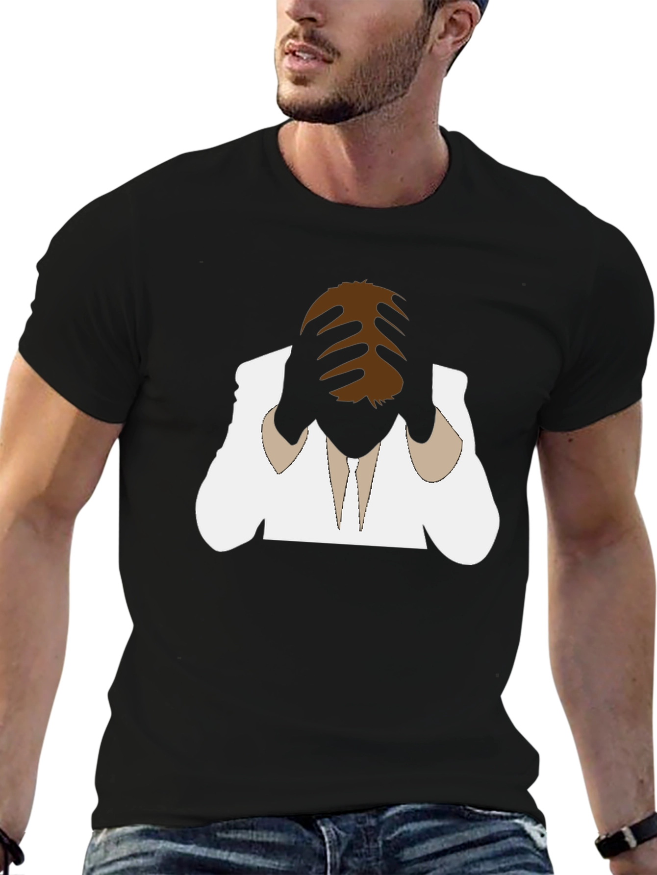Distressed Silhouette Graphic Tee - Black