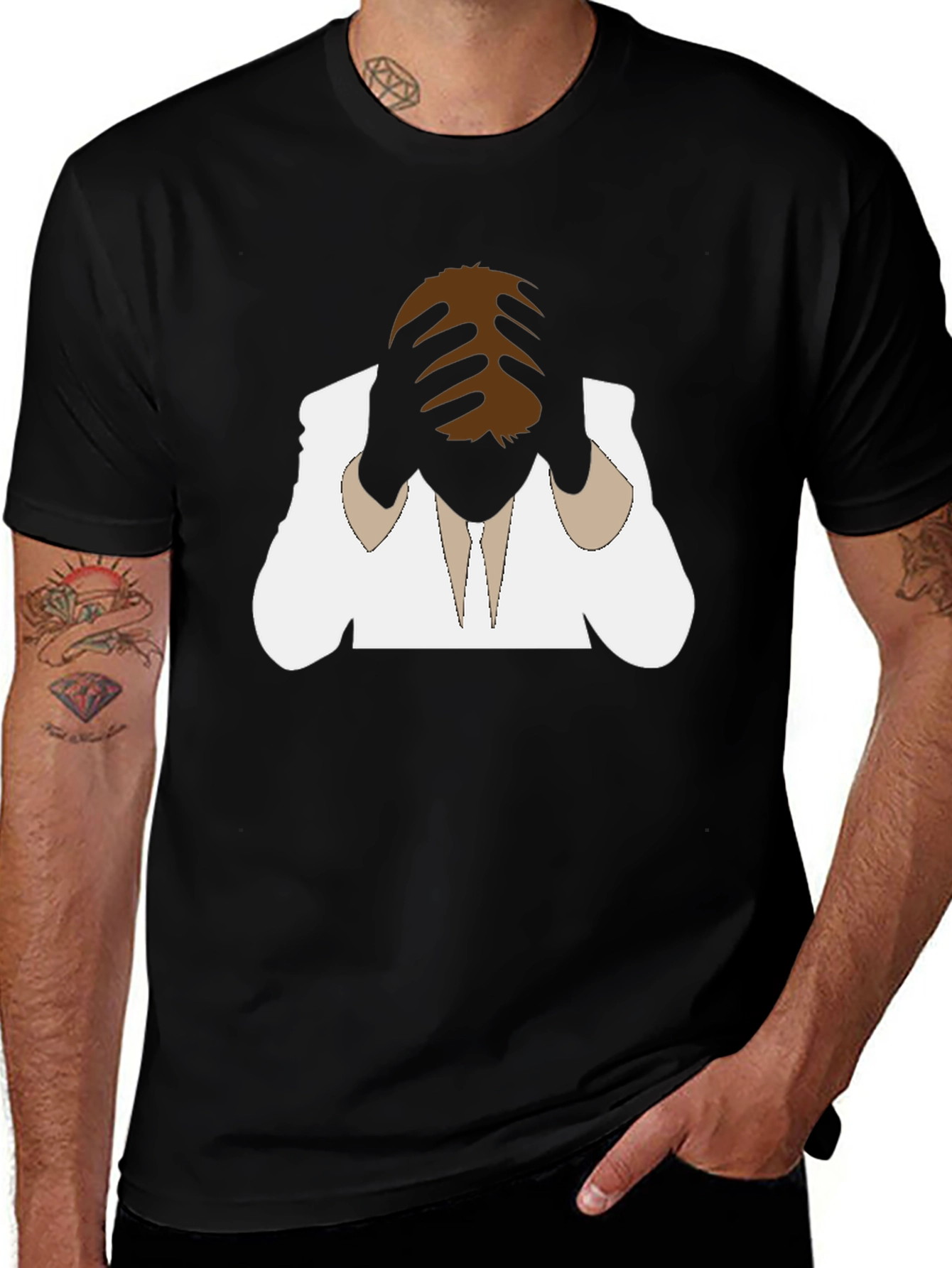 Distressed Silhouette Graphic Tee - Black