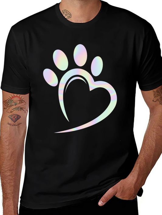 Heart Paw Print Holographic Graphic Tee