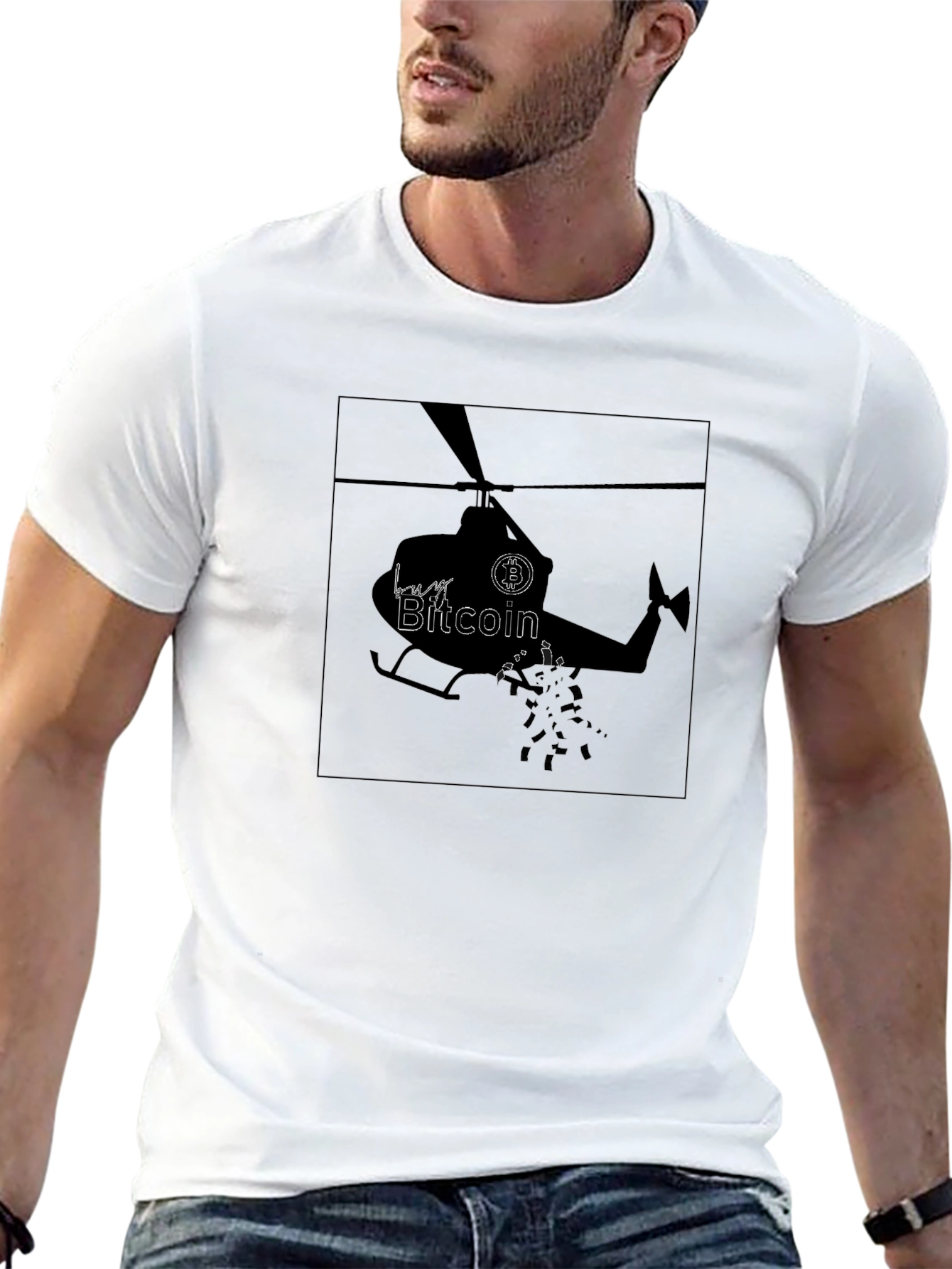 Bitcoin Helicopter Black T-Shirt