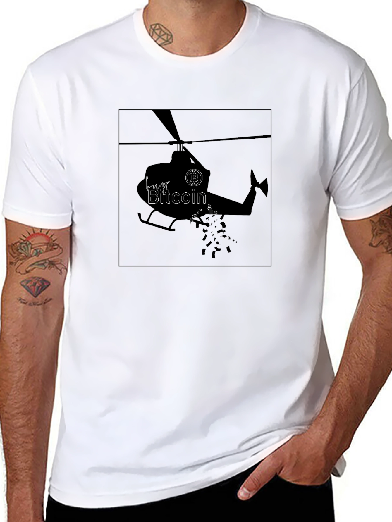 Bitcoin Helicopter Black T-Shirt