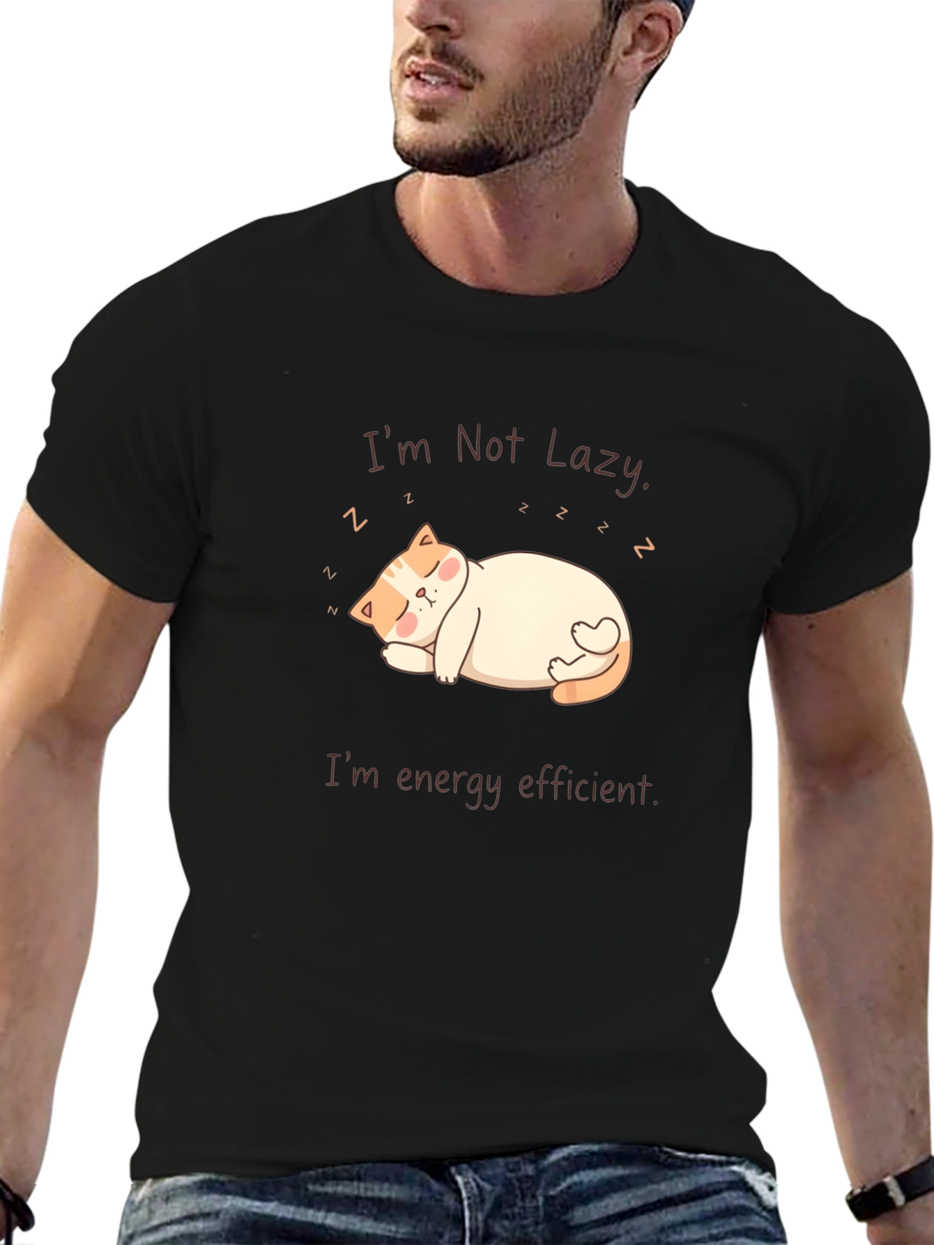 Funny Cat Graphic T-Shirt - Im Not Lazy