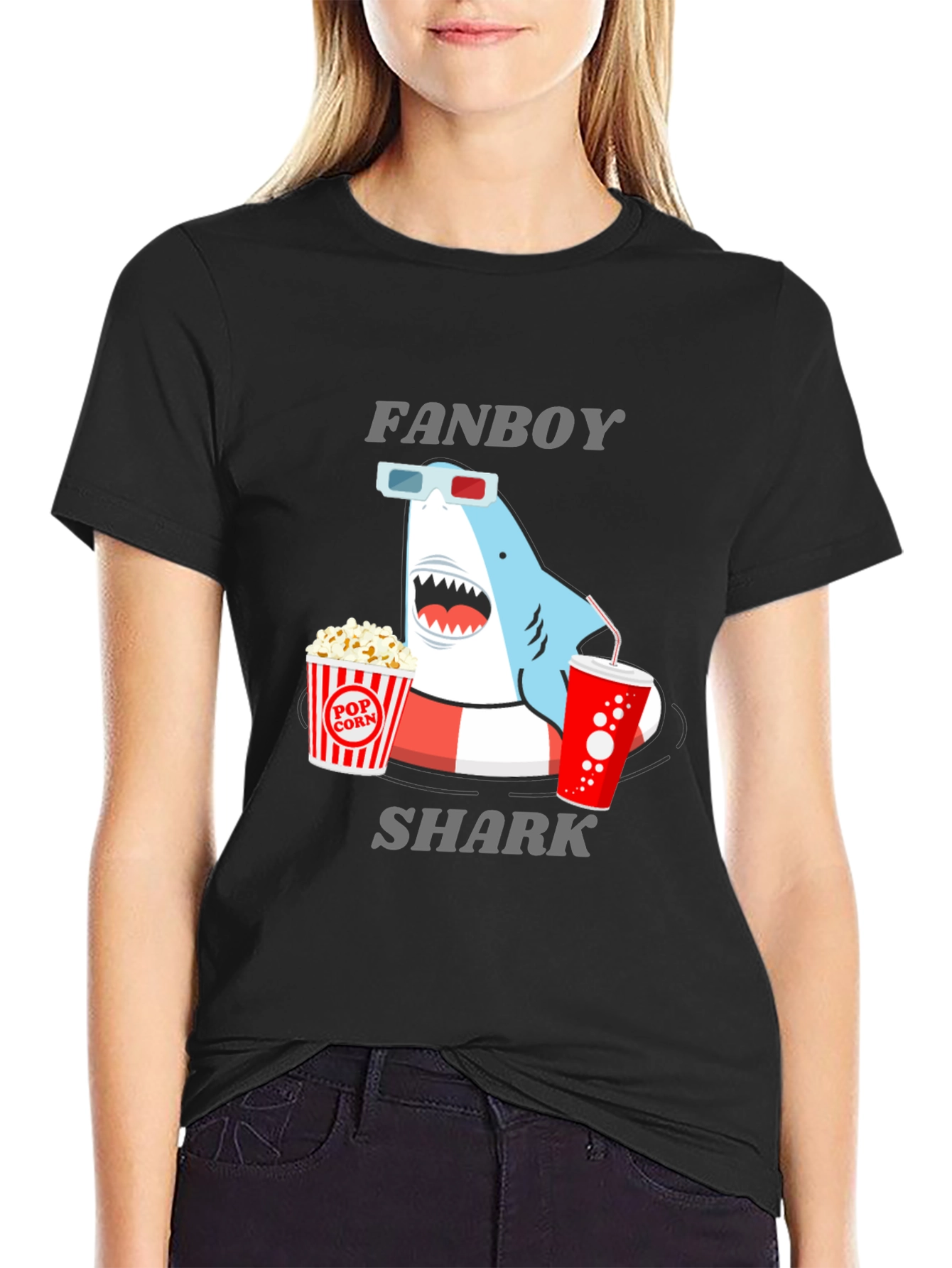 Fanboy Shark Graphic T-Shirt - Black Cotton Tee