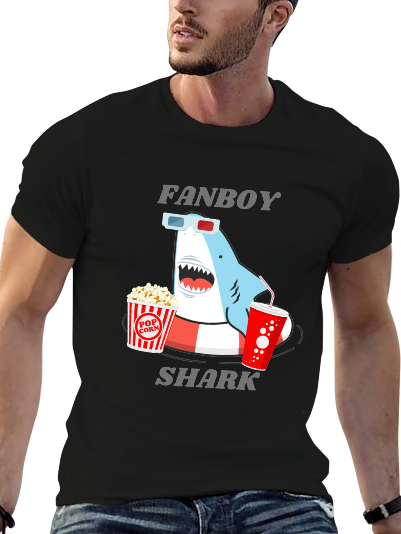 Fanboy Shark Graphic T-Shirt - Black Cotton Tee