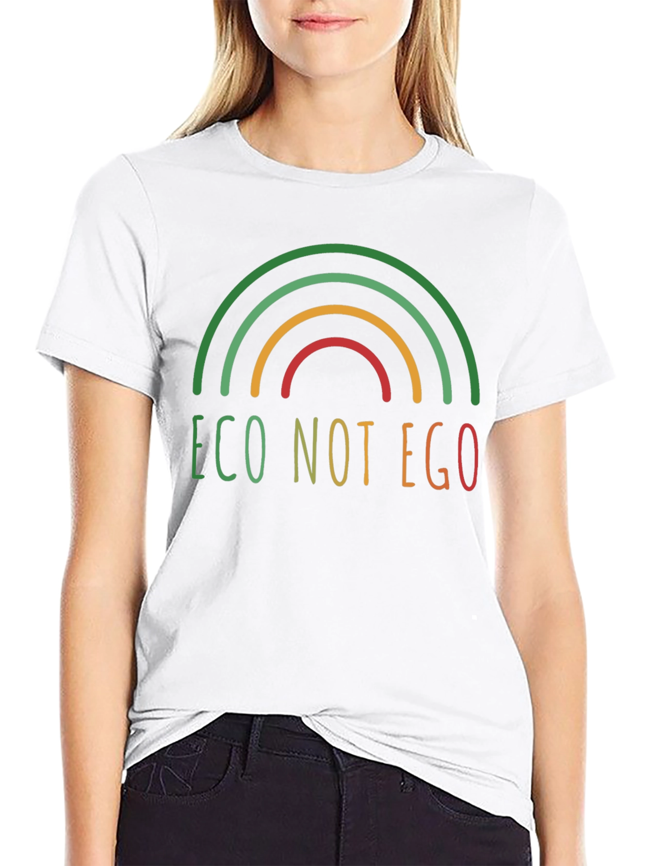 Eco Not Ego T-Shirt - Black Rainbow Graphic Tee