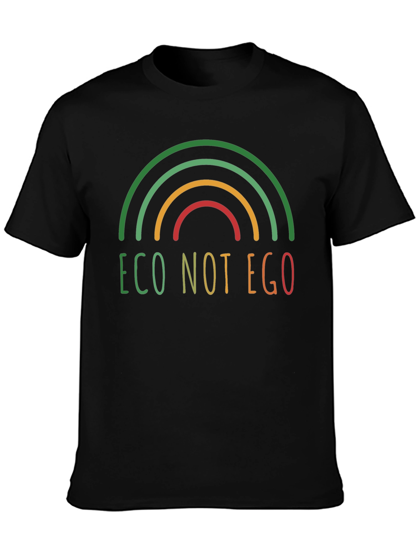 Eco Not Ego T-Shirt - Black Rainbow Graphic Tee
