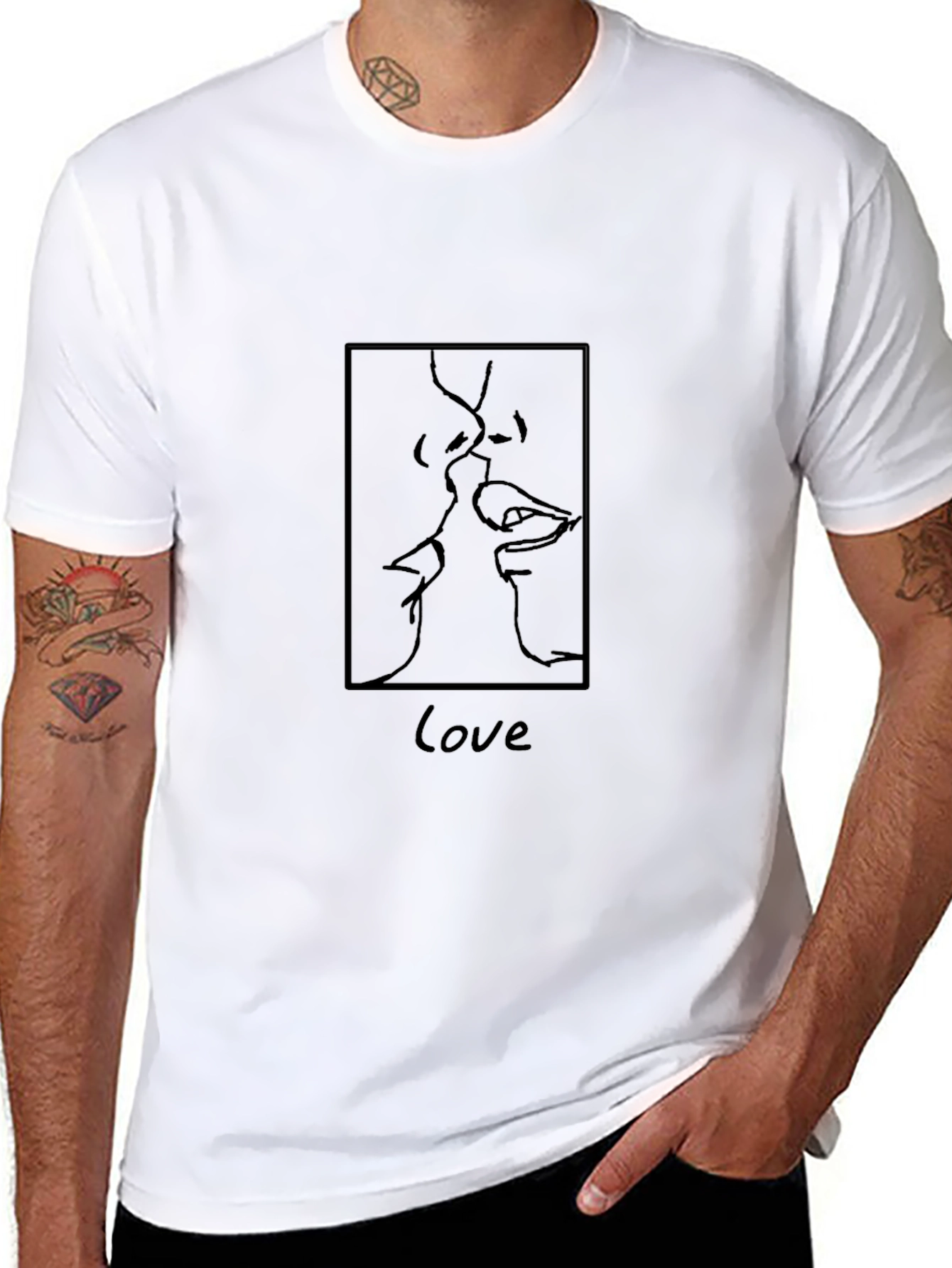 Love Line Art Graphic Tee - Black